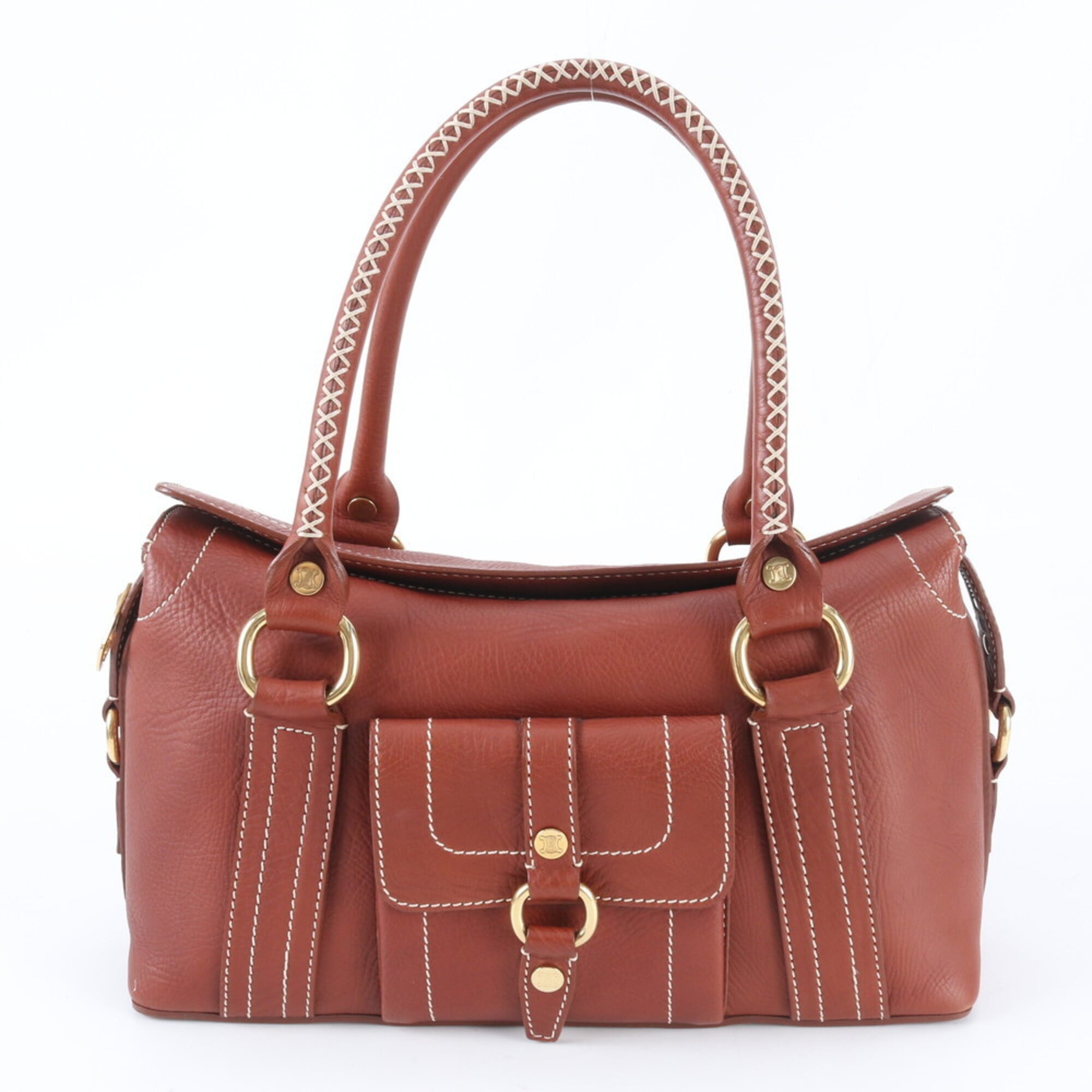 Celine Red Brown Leather Handbag Shoulder Bag (Pre-Owned)