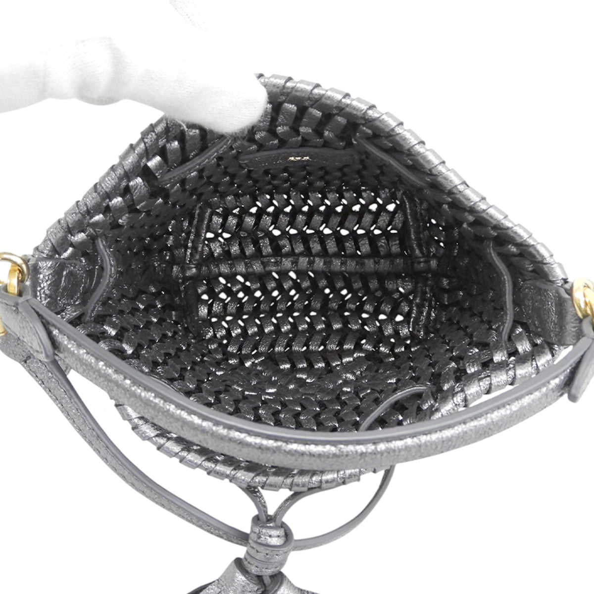 Anya Hindmarch Metallic Gray Leather Shoulder Bag (Pre-Owned)