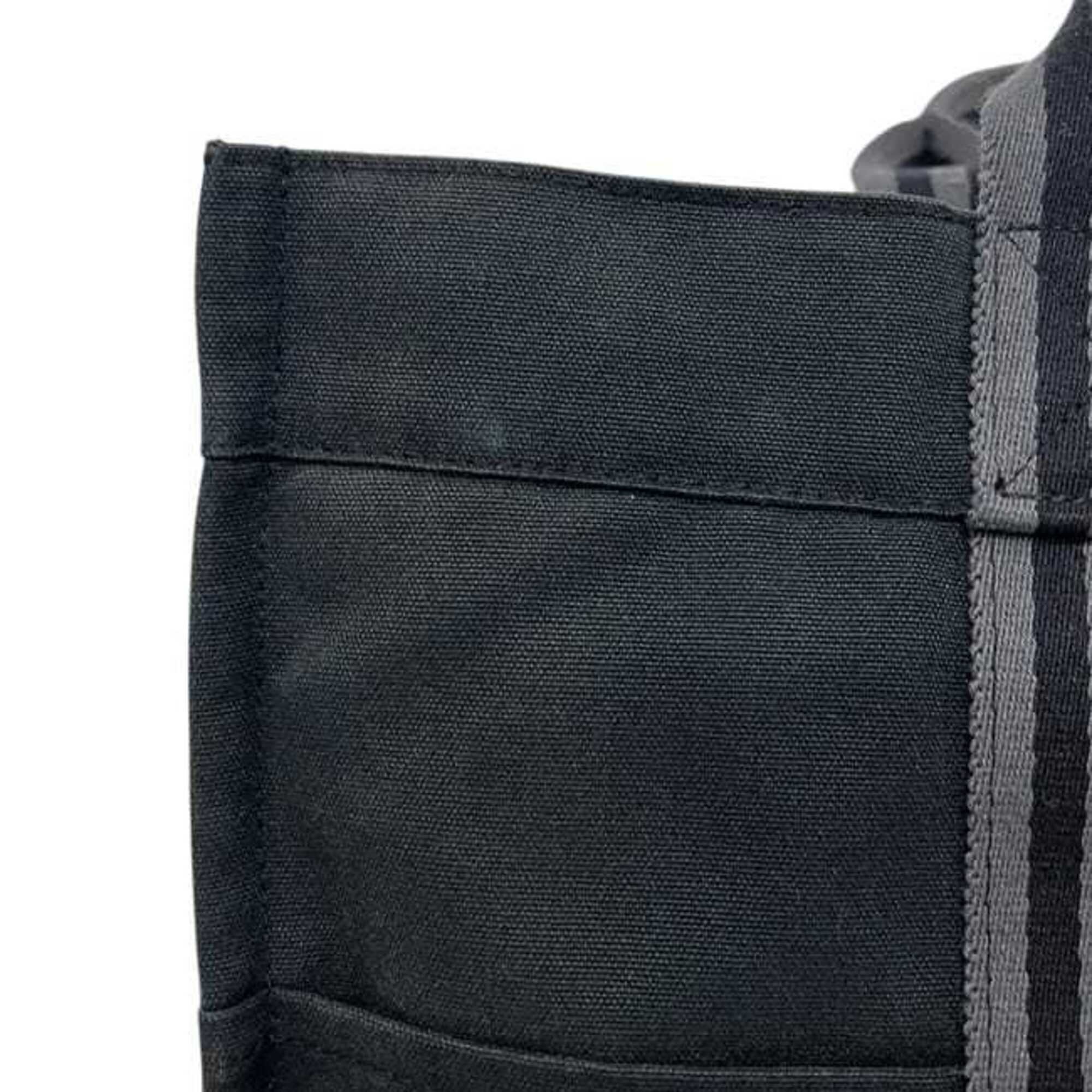Hermes Fourre Tout Black Gray Cotton Canvas Tote Bag (Pre-Owned)