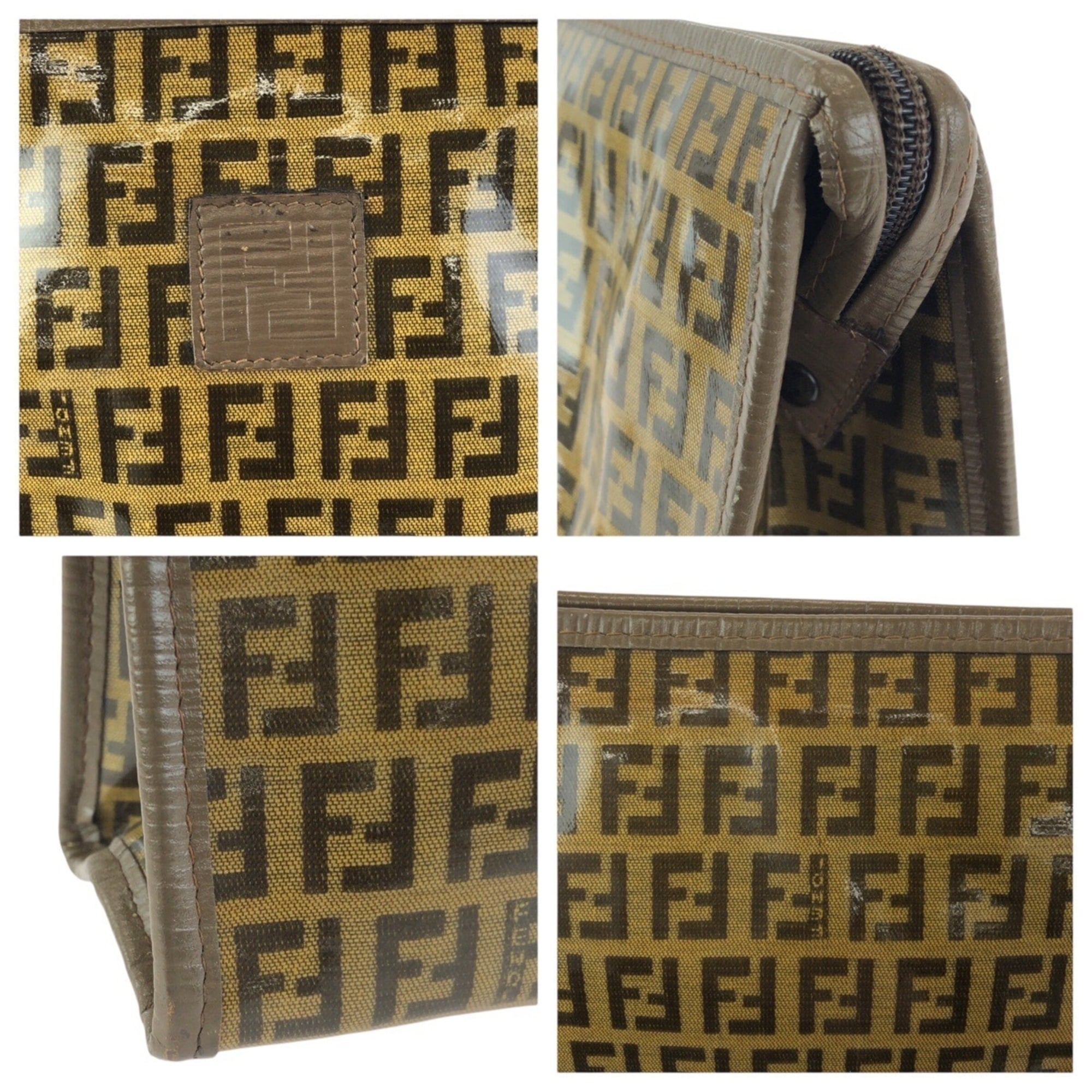 Fendi Brown Pvc Leather Clutch Bag (Pre-Owned)