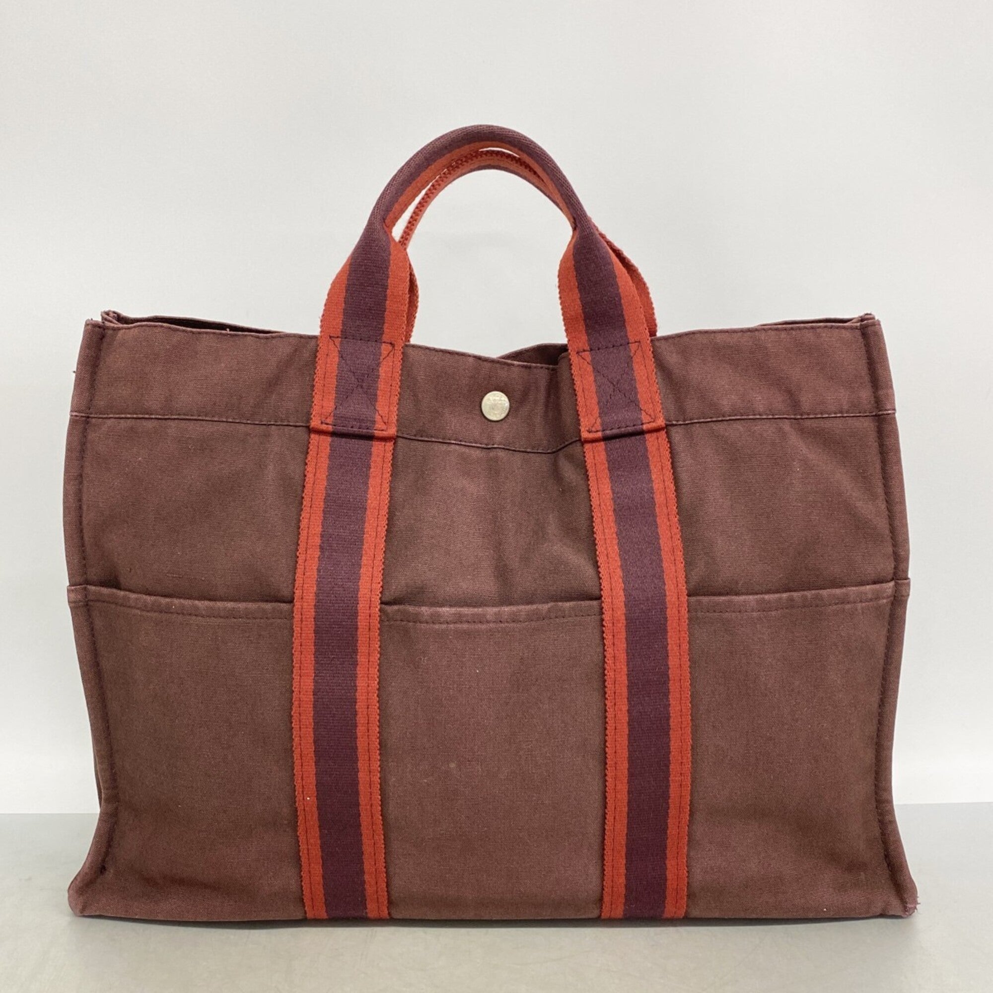 Hermes Brown Canvas Tote Bag (Pre-Owned)