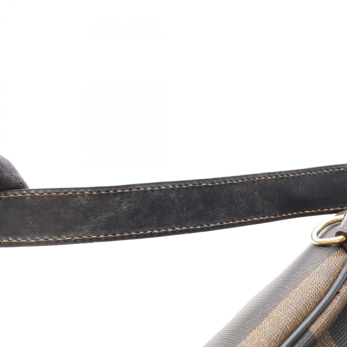 Fendi Black Gray Coated Canvas Leather Fanny Pack Handbag (Pre-Owned)