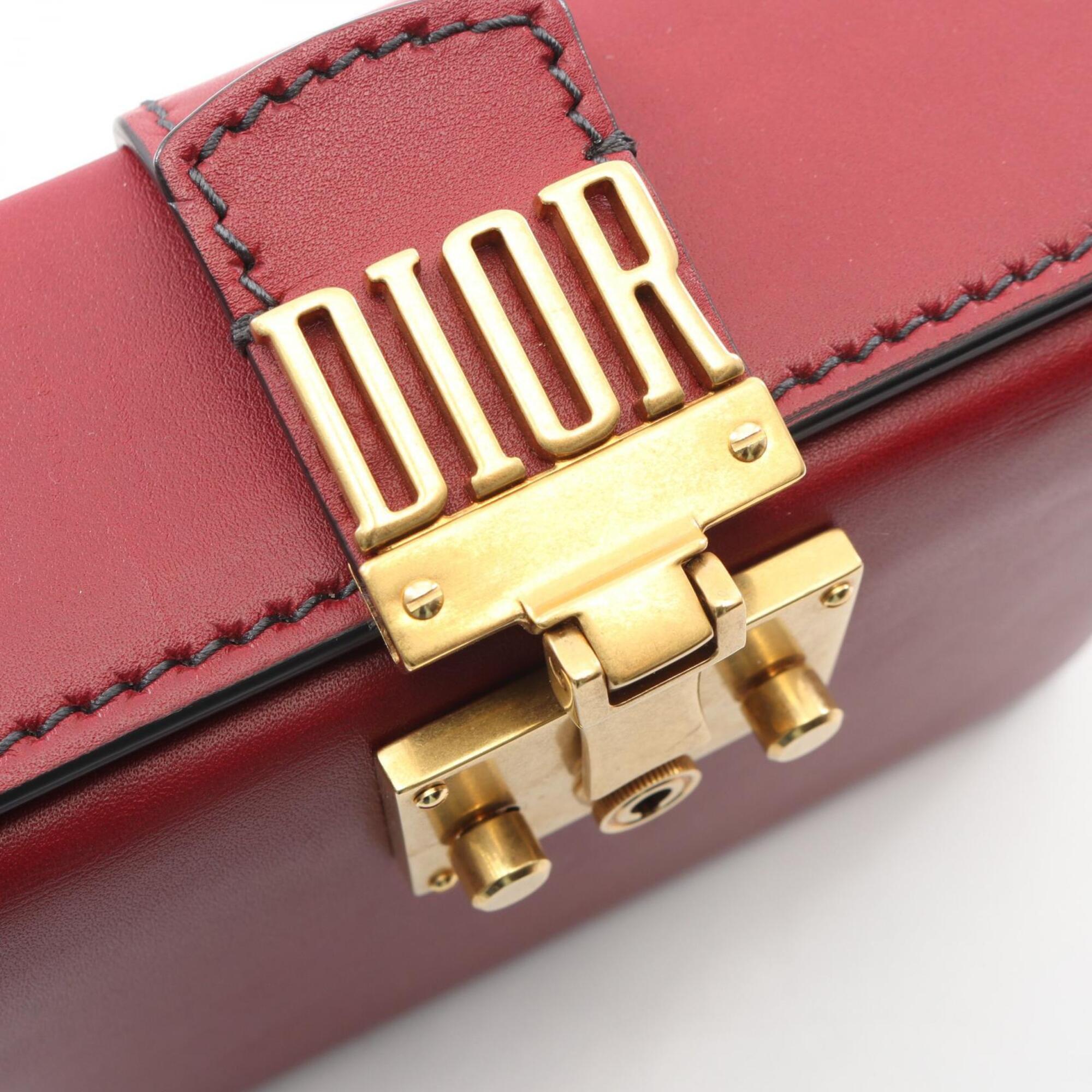 Christian Dior Red Color Leather Handbag Shoulder Bag (Pre-Owned)