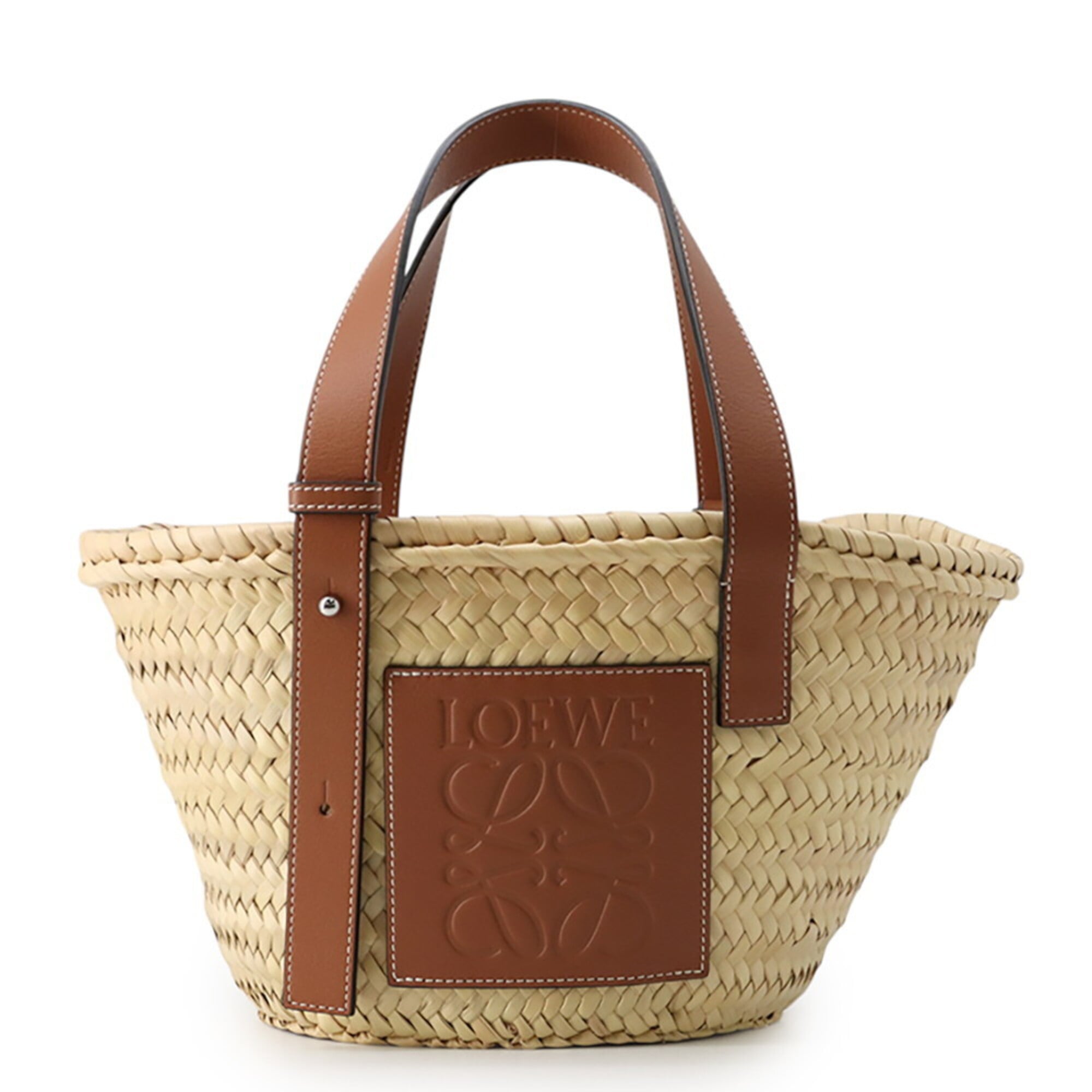 Loewe Brown Raffia Leather Basket Handbag (Pre-Owned)