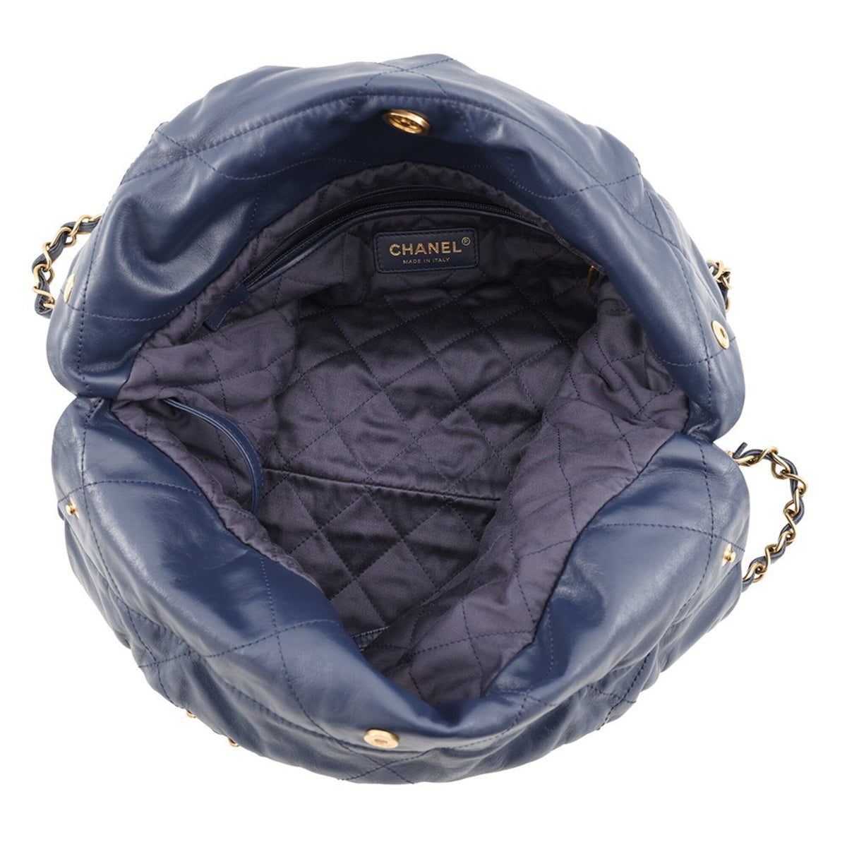 Chanel Matelasse Navy Leather Handbag Pouch (Pre-Owned)