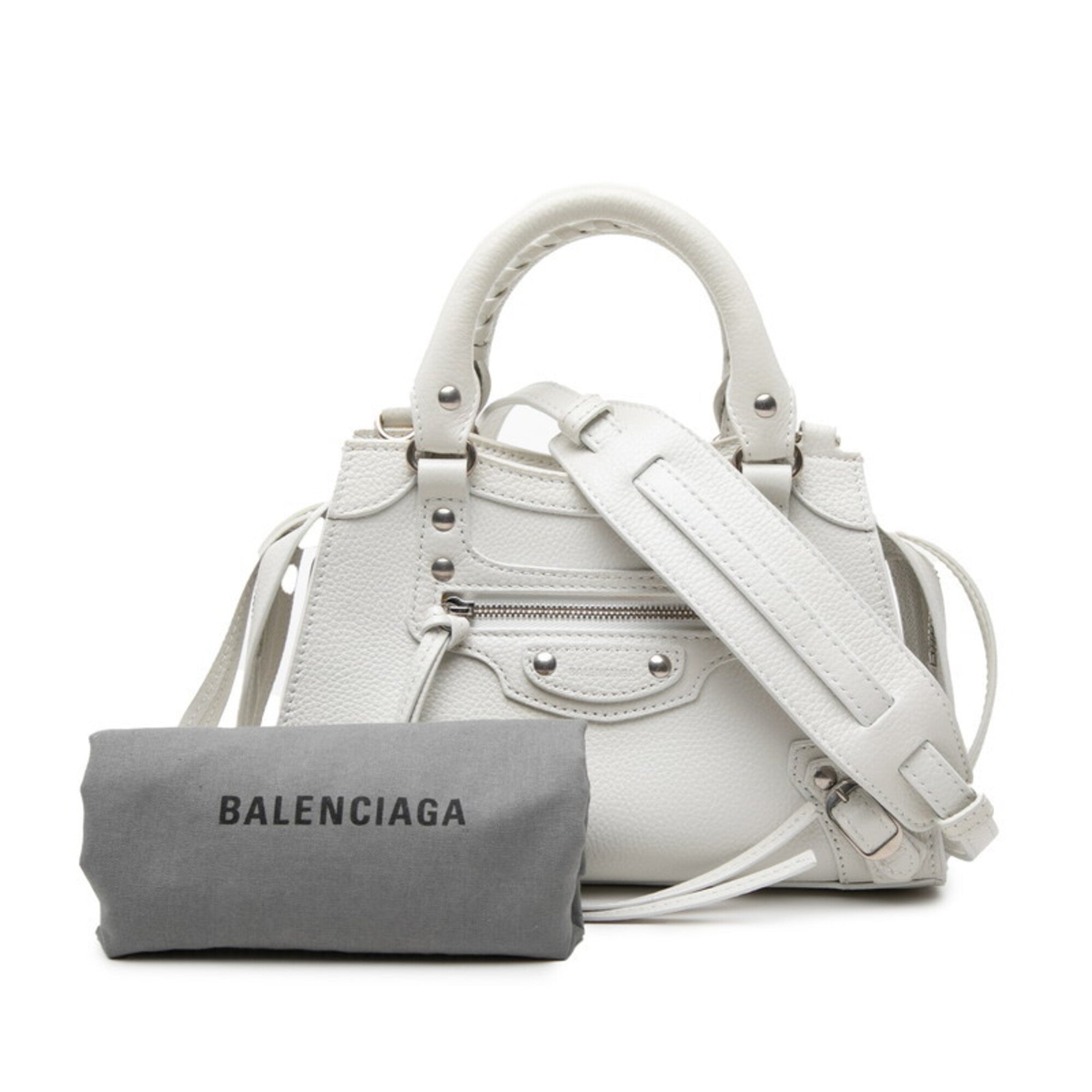 Balenciaga White Leather Handbag Shoulder Bag (Pre-Owned)