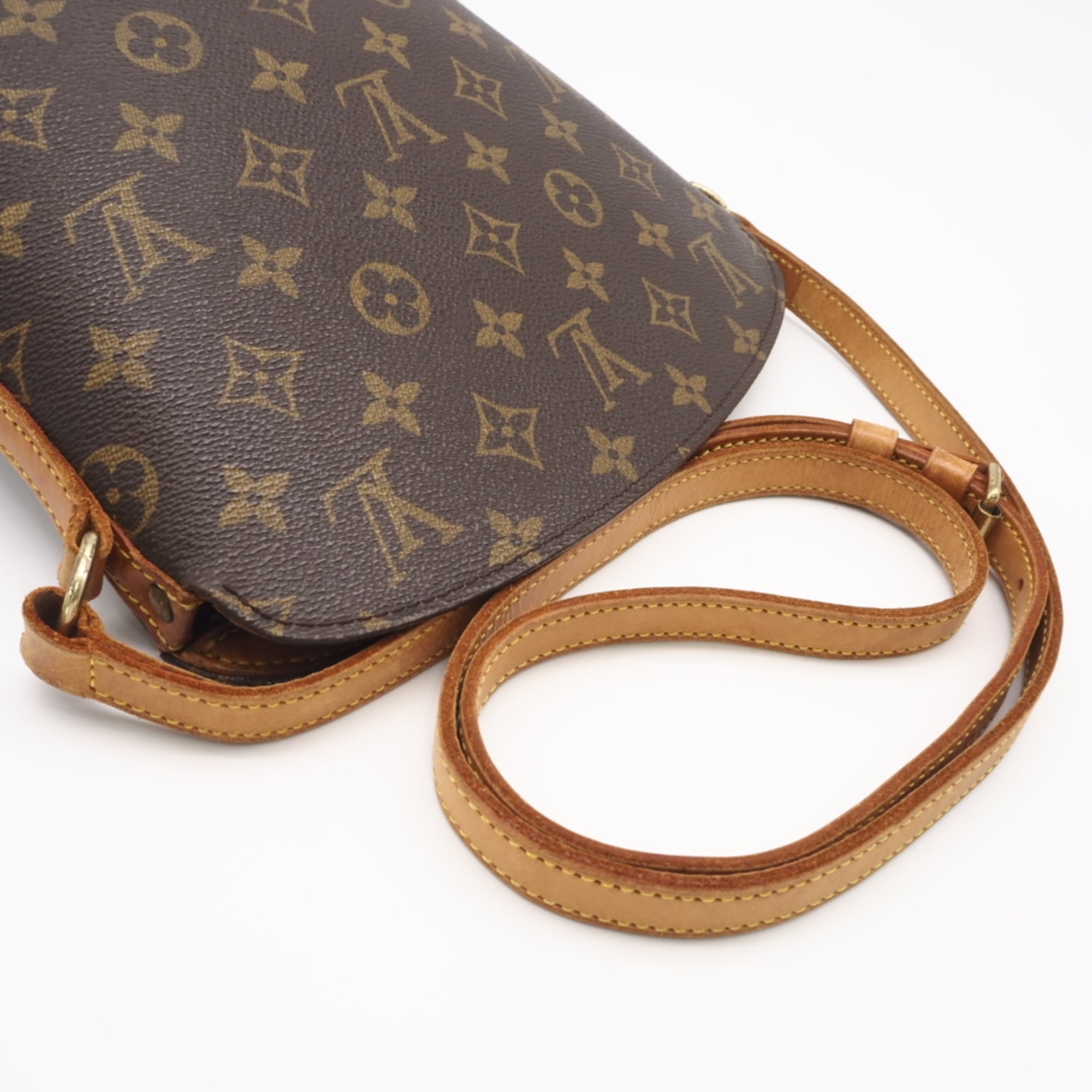 Louis Vuitton Monogram Beige Brown Coated Canvas Leather Shoulder Bag (Pre-Owned)