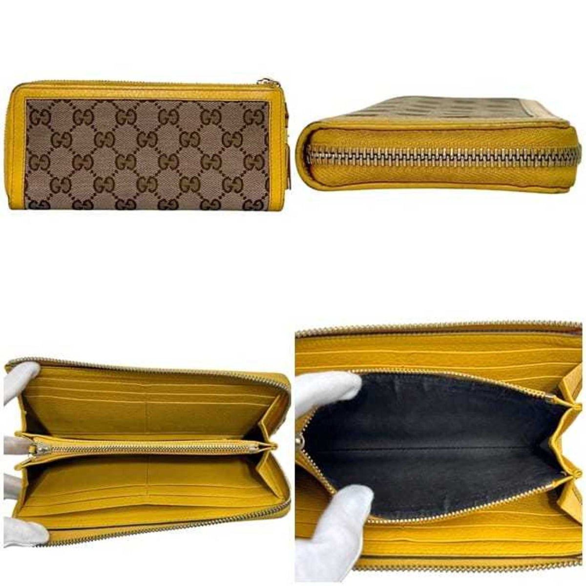 Gucci Bamboo Beige Yellow Gg Canvas Bamboo Long Wallet (Bi-Fold) (Pre-Owned)