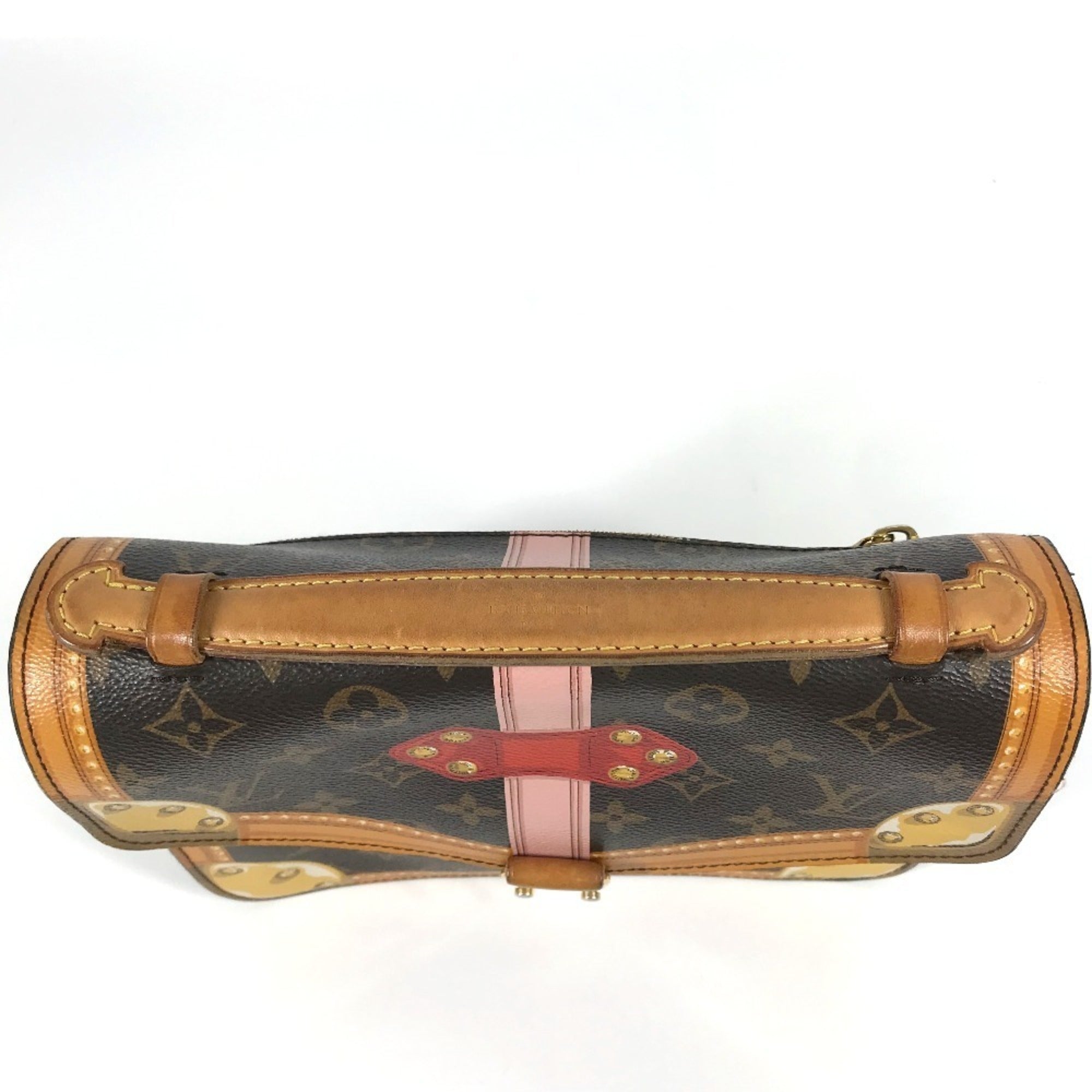 Louis Vuitton Brown Pink Monogram Canvas Handbag Pochette Shoulder Bag (Pre-Owned)