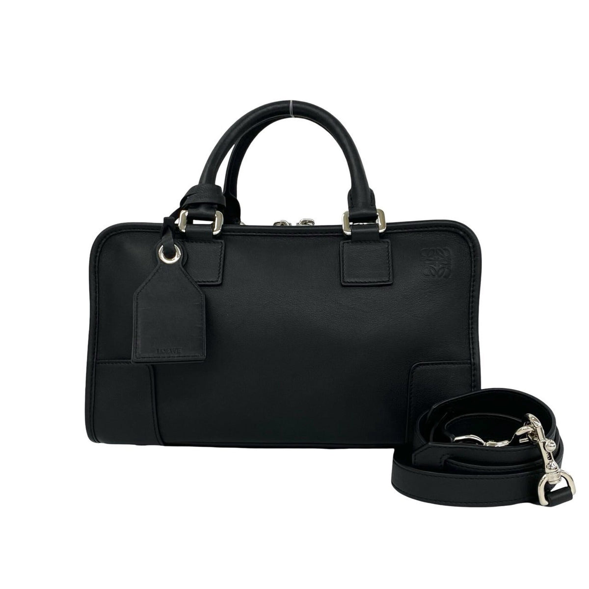 Loewe Black Leather Boston Bag Handbag Shoulder Bag (Pre-Owned)