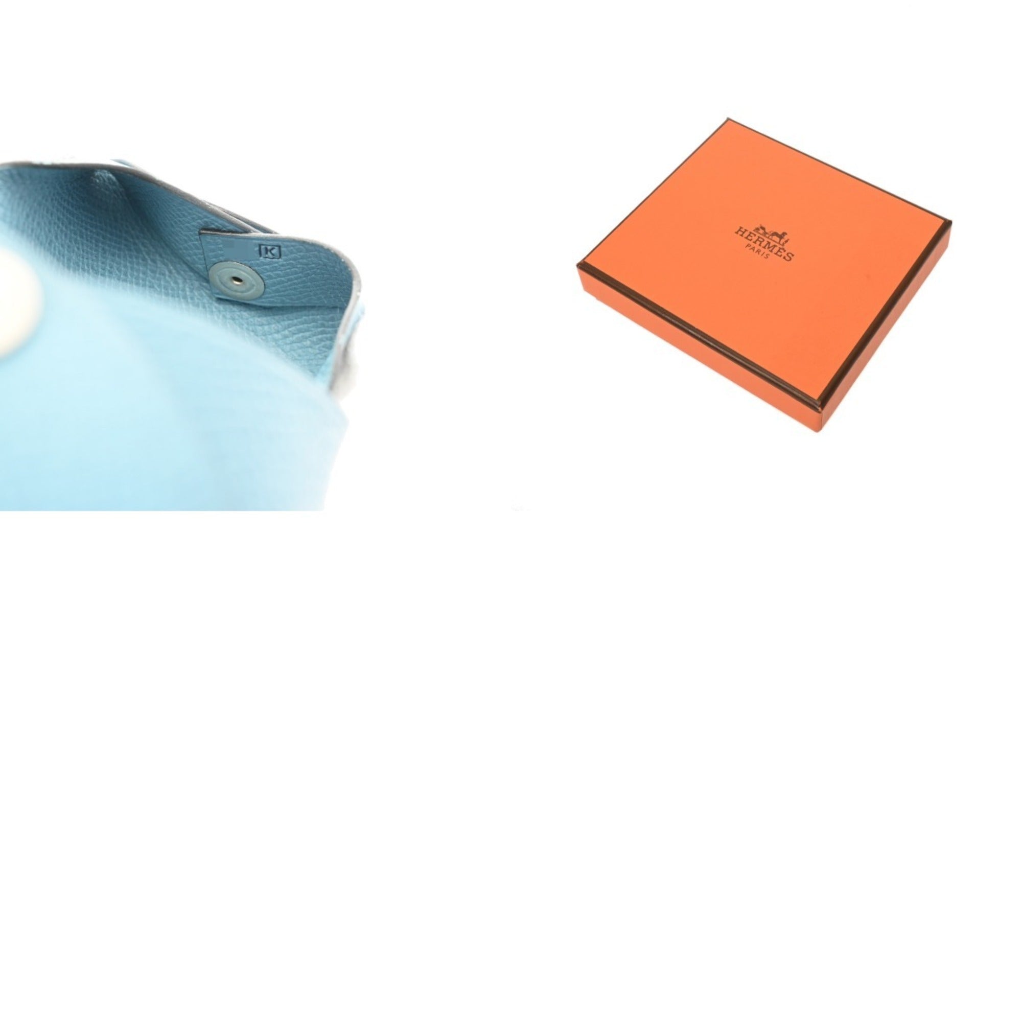 Hermes Blue Epsom Leather Coin Purse/Coin Case (Pre-Owned)