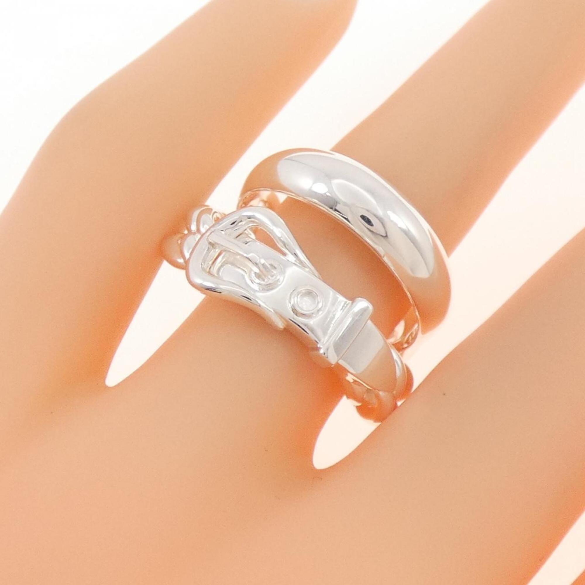 Hermes Silver Silver 925 Band Ring (Pre-Owned)