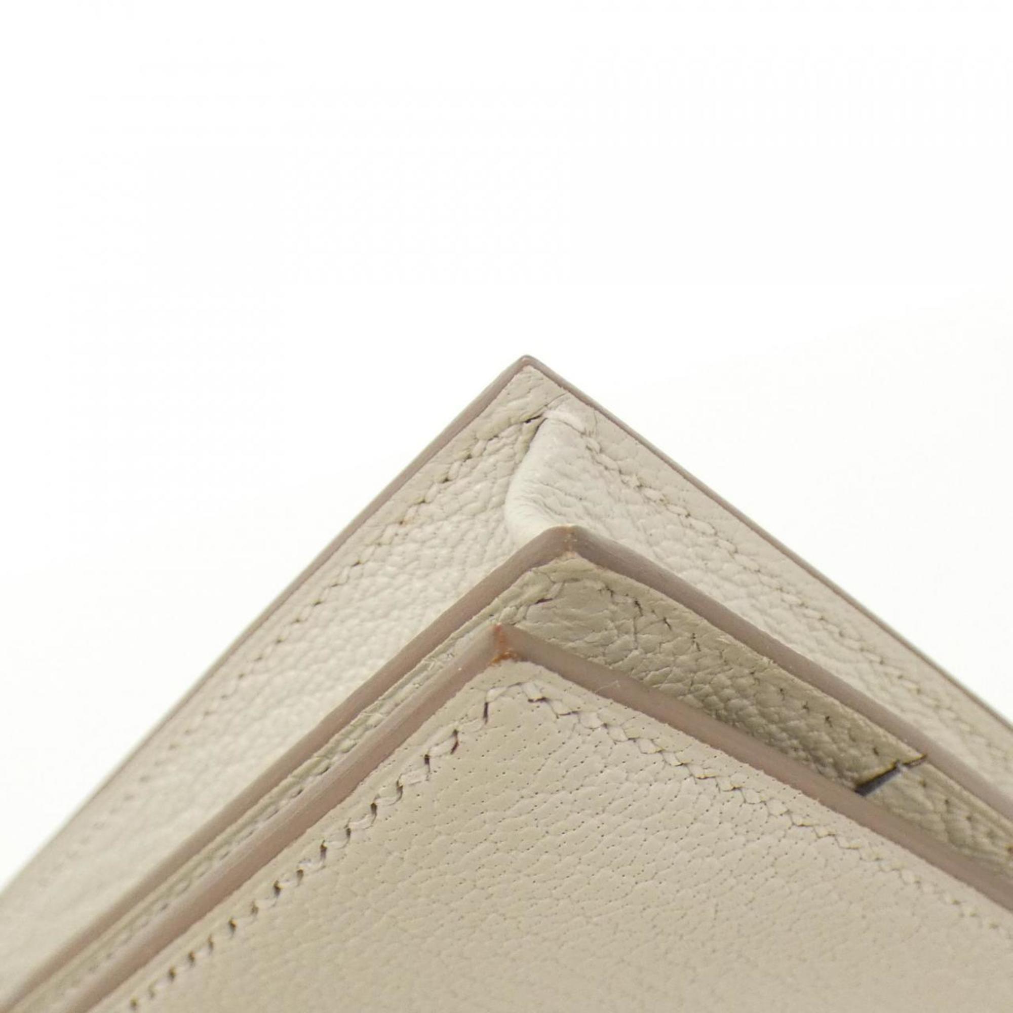 Hermes White Chevre Leather Long Wallet (Bi-Fold) (Pre-Owned)