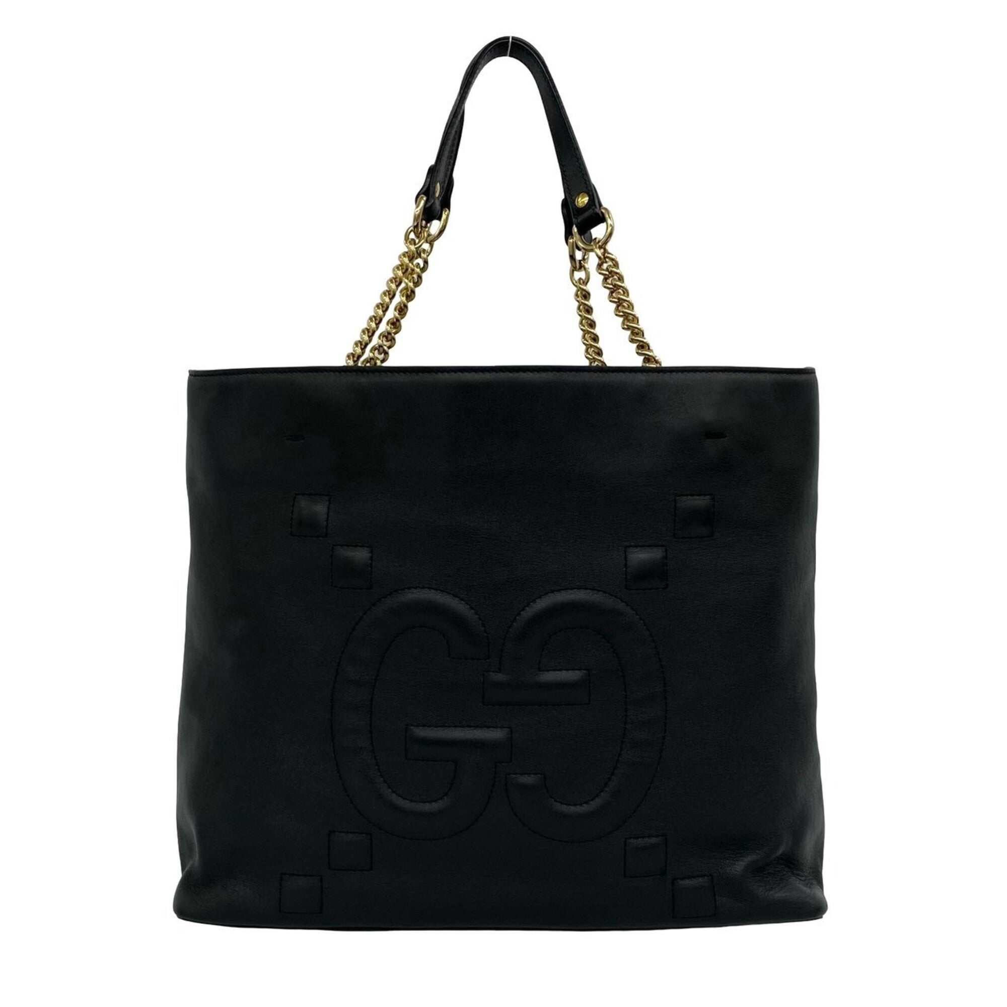 Gucci Black Leather Shoulder Bag Tote Bag (Pre-Owned)
