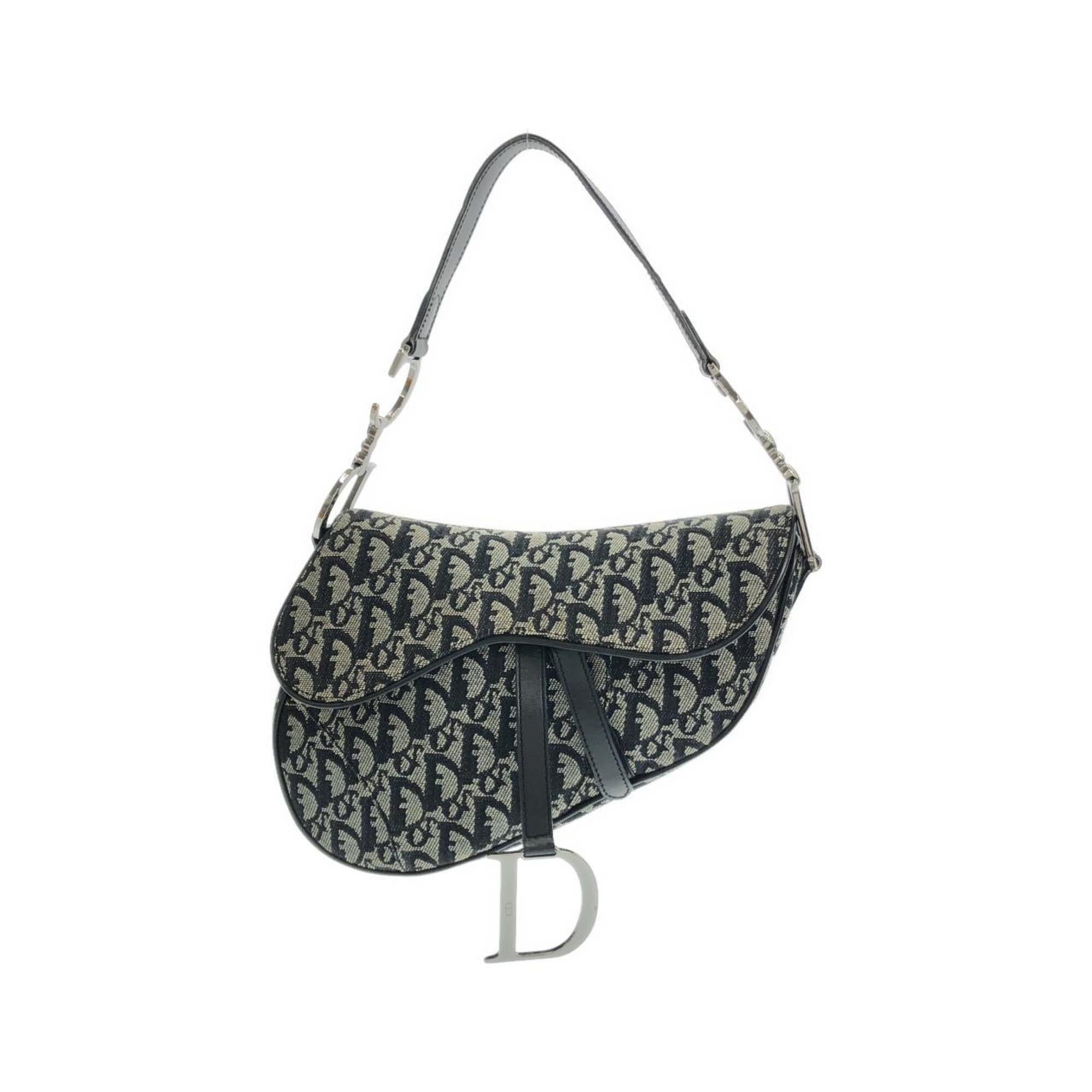 Christian Dior Black Canvas Saddle Bag Shoulder Bag (Pre-Owned)