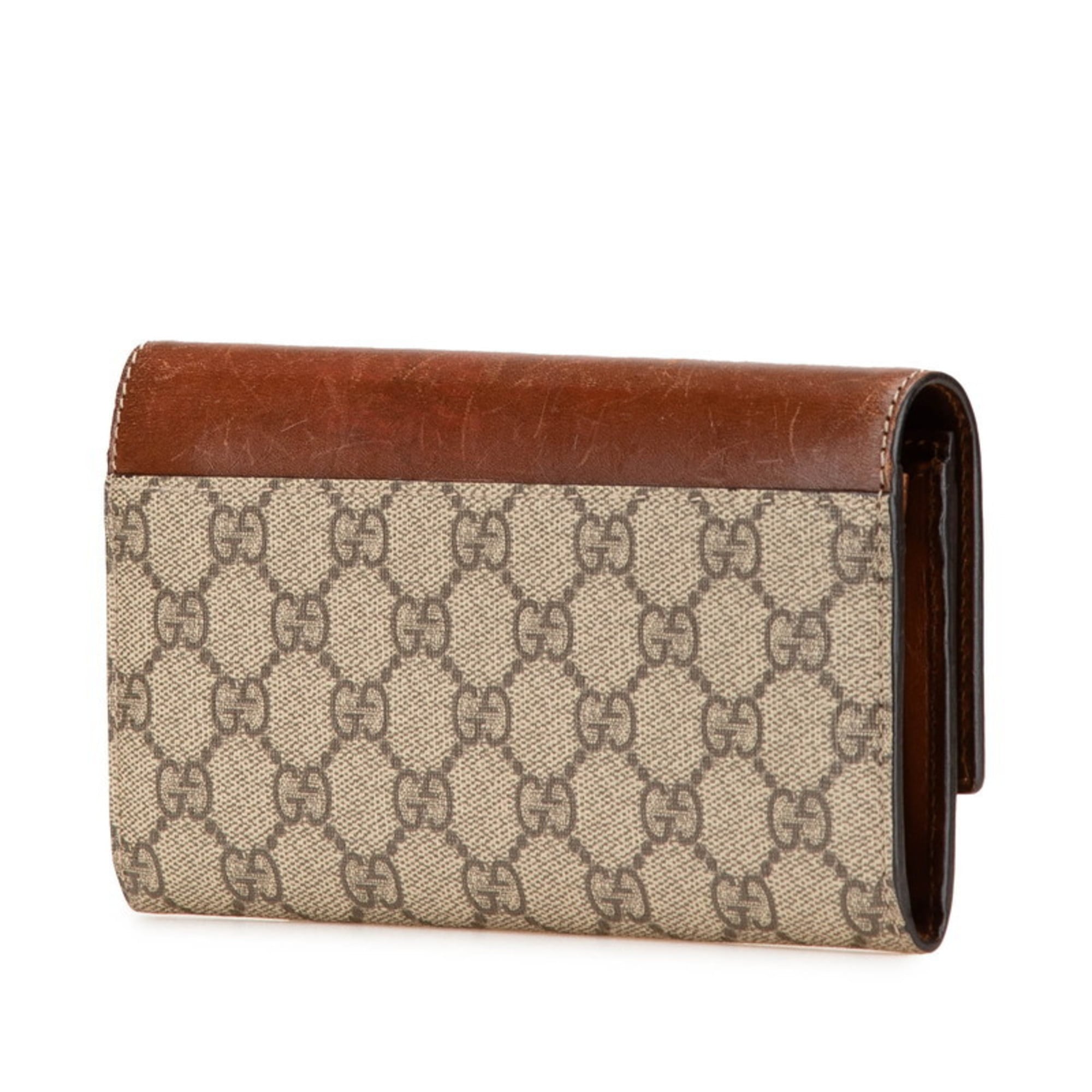 Gucci Beige Brown Pvc Leather Long Wallet (Bi-Fold) (Pre-Owned)