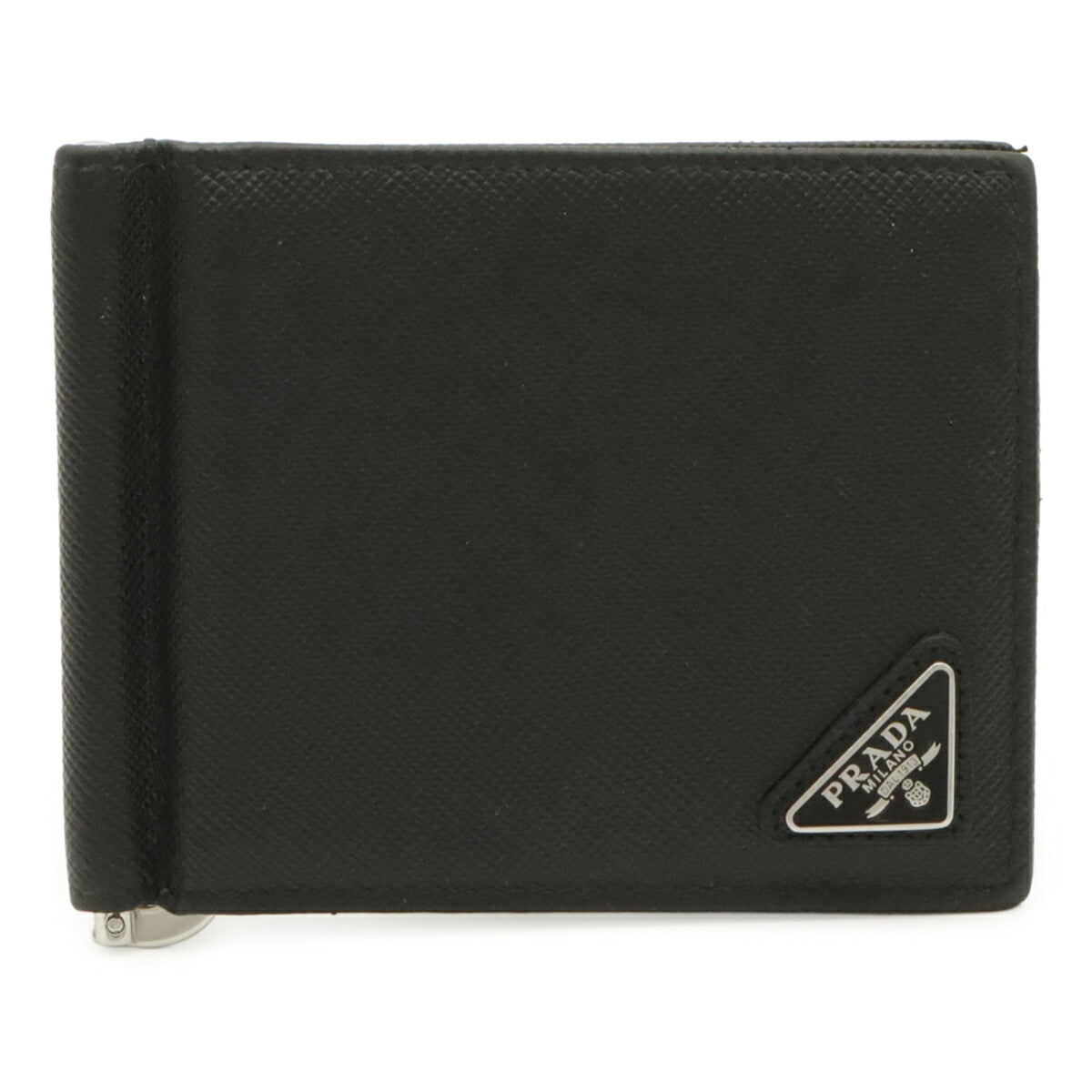 Prada Black Nero White Leather Wallet (Bi-Fold) (Pre-Owned)