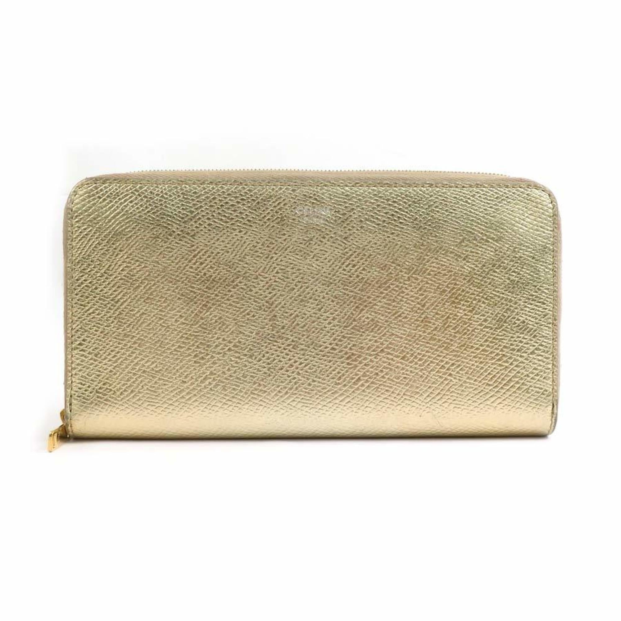 Celine Gold Leather Long Wallet (Bi-Fold) (Pre-Owned)