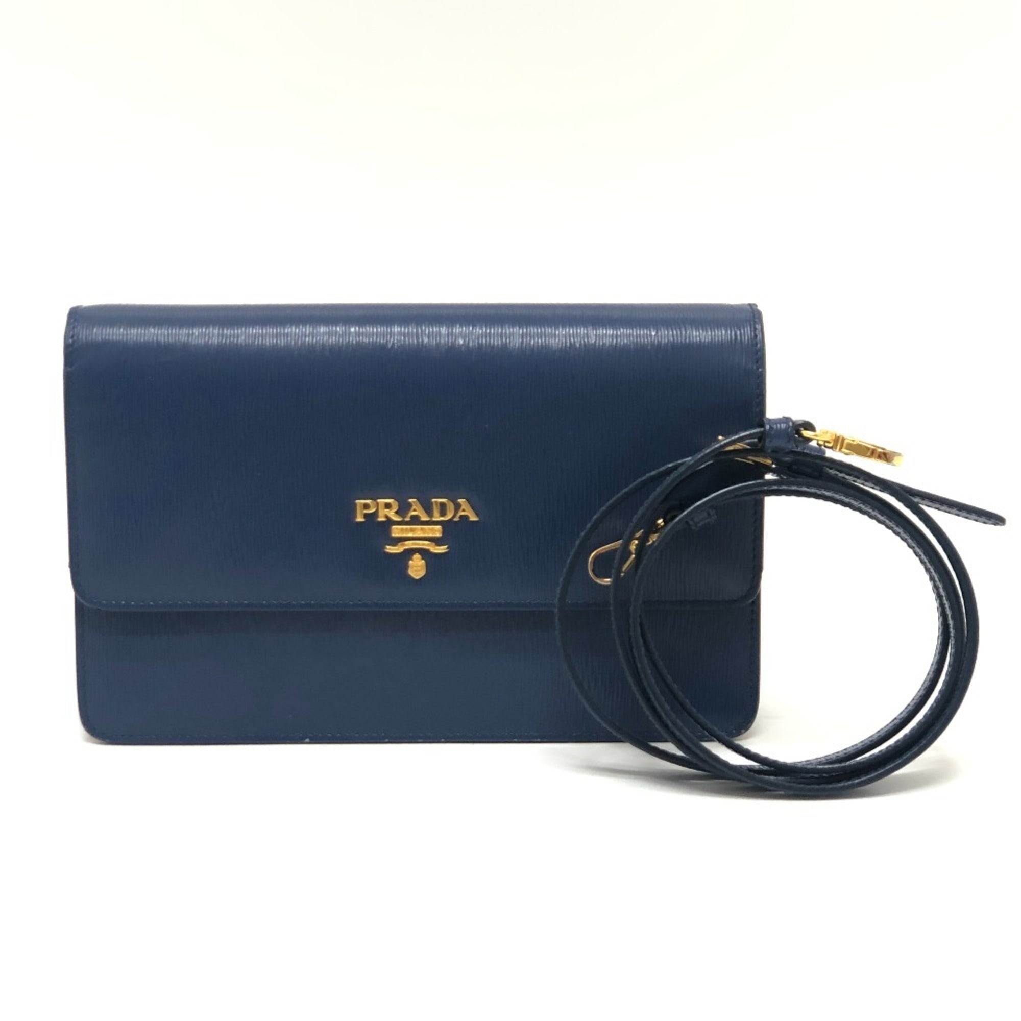 Prada Blue Leather Chain/Shoulder Wallet (Pre-Owned)