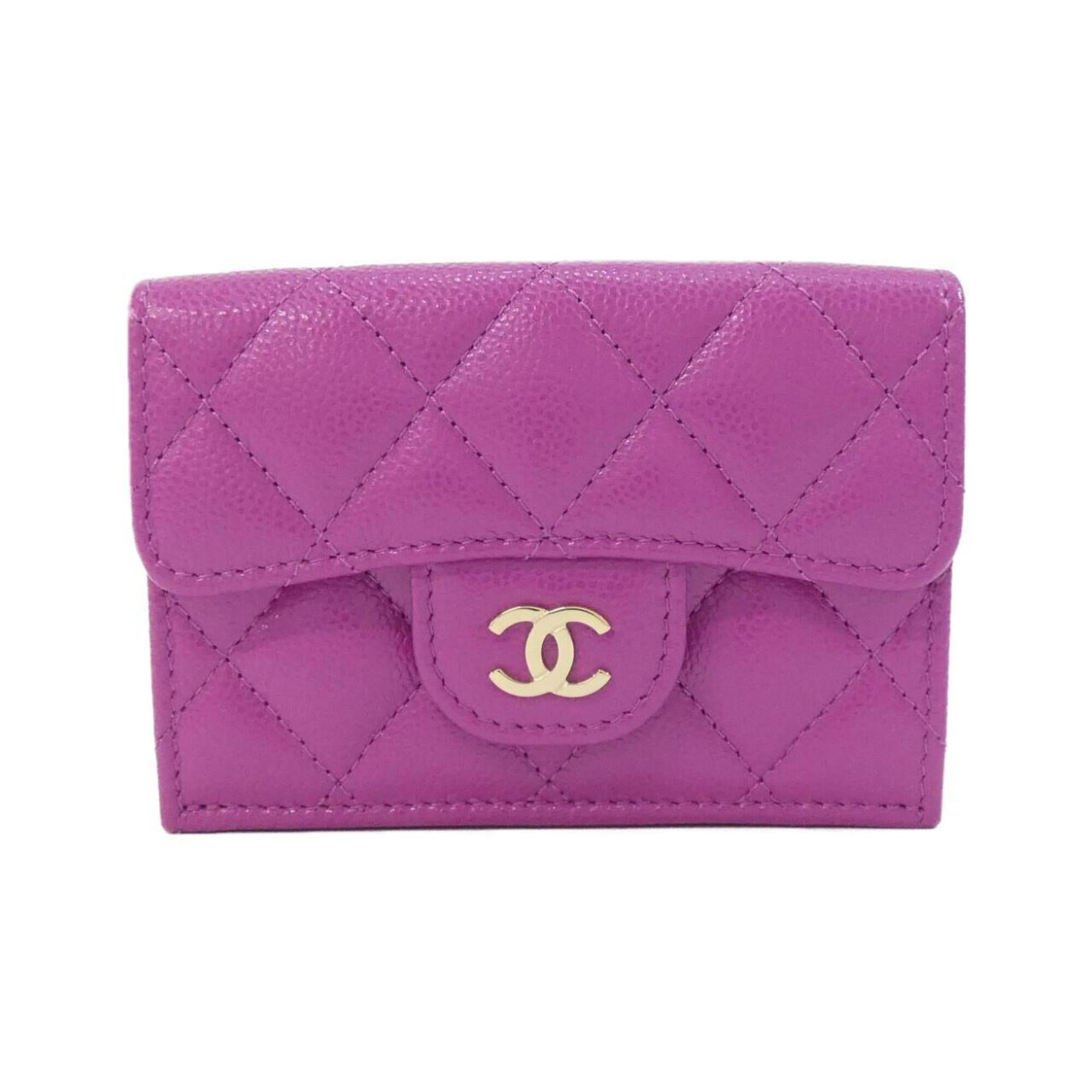 Chanel Purple Grained Calfskin Wallet (Bi-Fold) (Pre-Owned)
