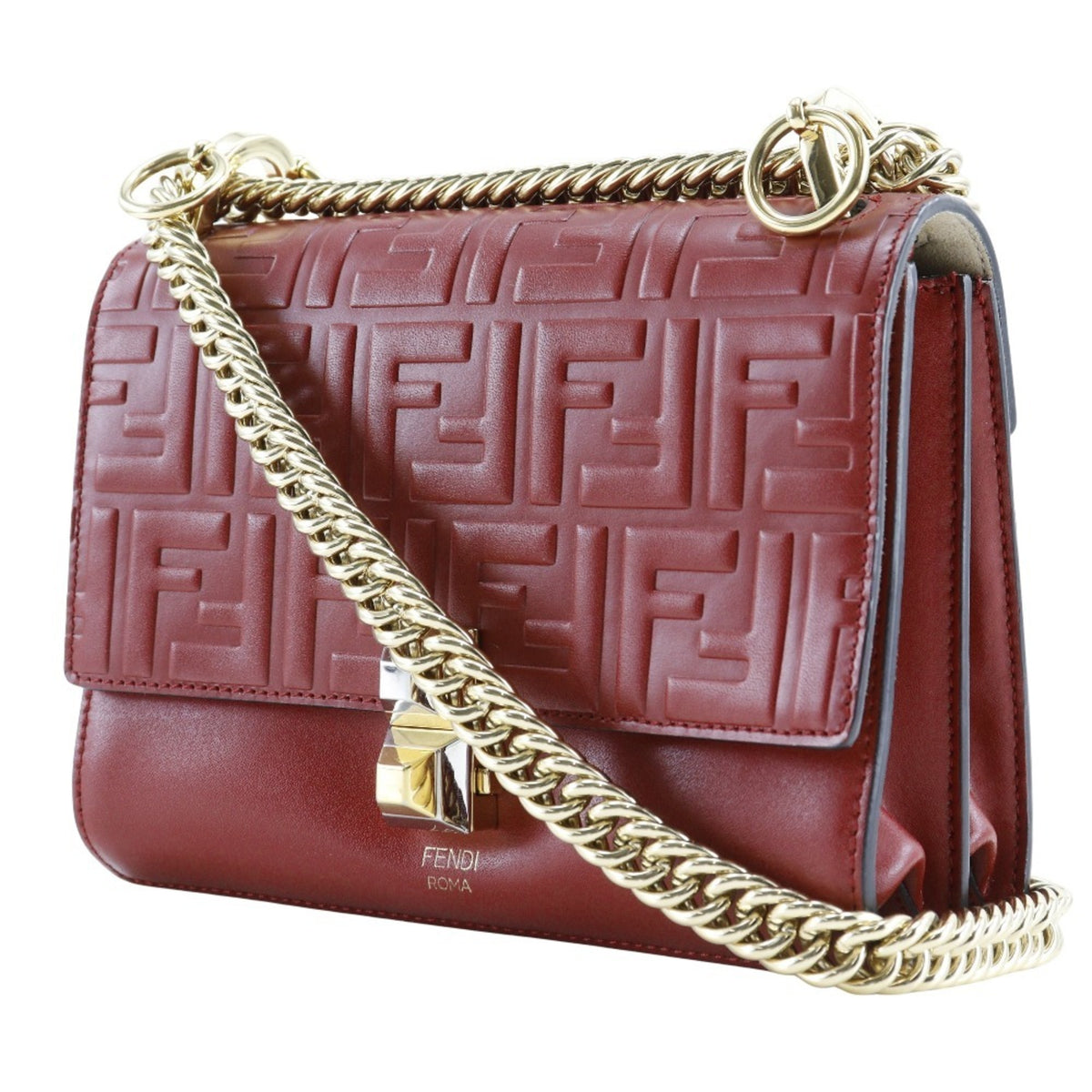 Fendi Red Color Leather Shoulder Bag (Pre-Owned)