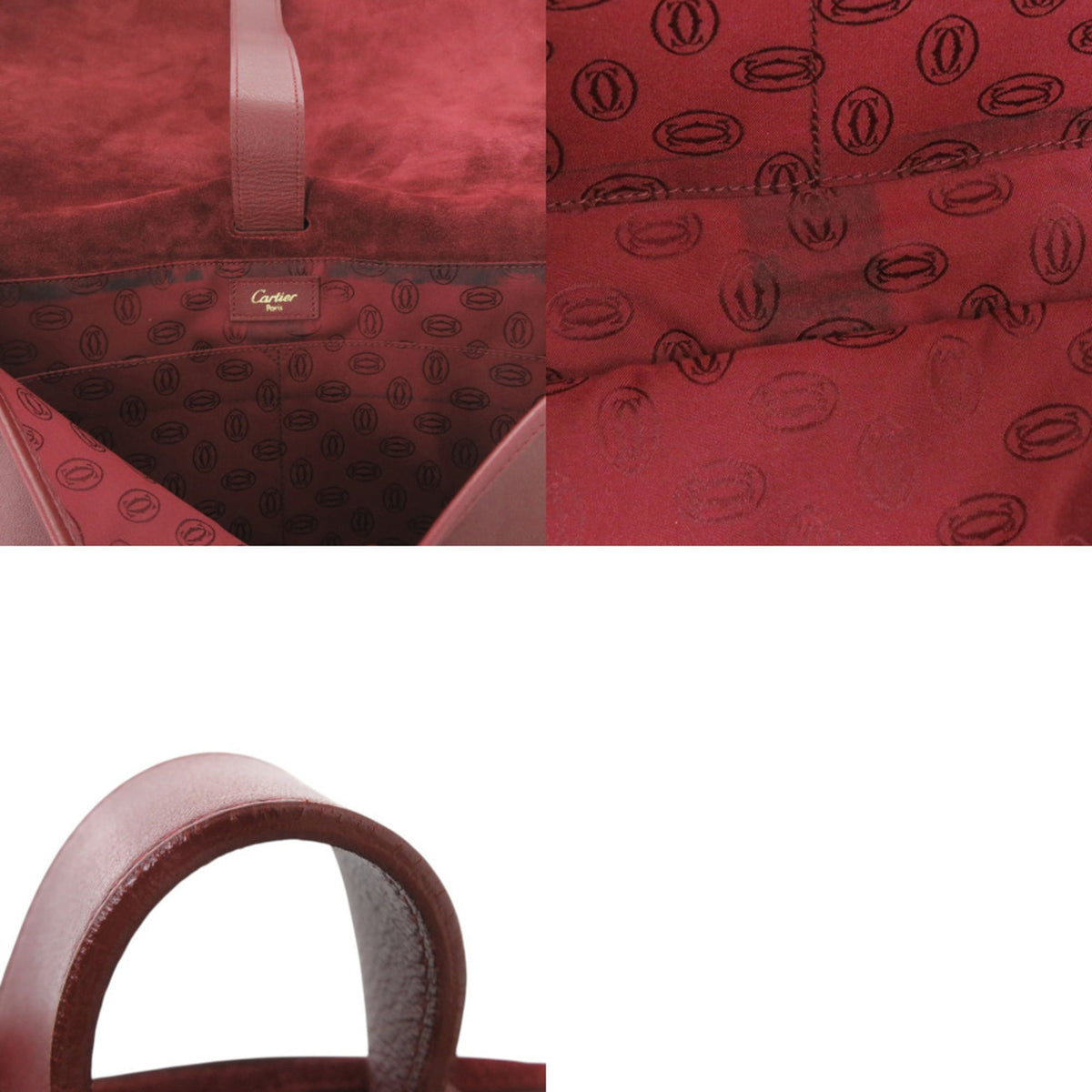 Cartier Bordeaux Red Color Leather Shoulder Bag (Pre-Owned)