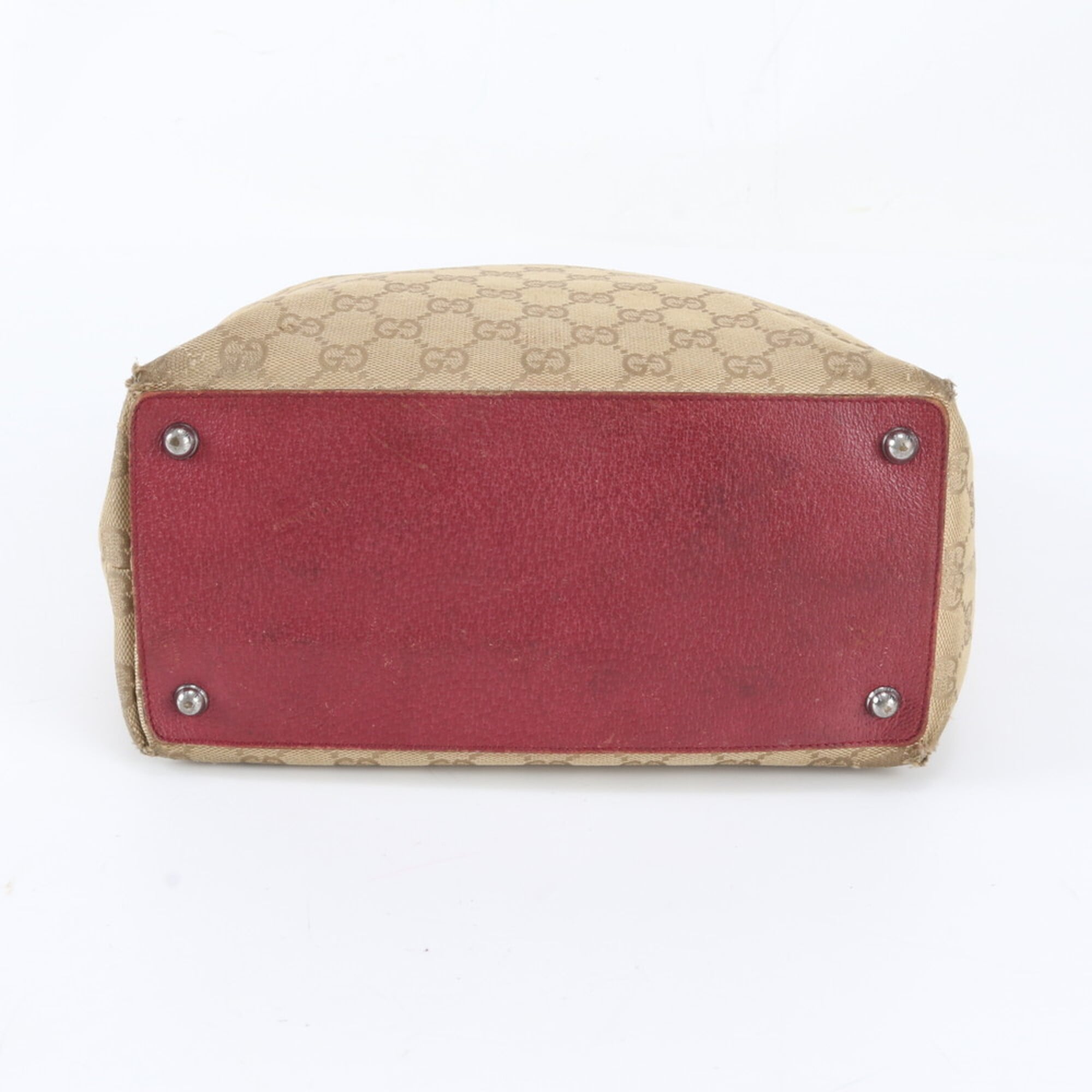 Gucci Gg Canvas Brown Red Color Gg Canvas Handbag Tote Bag (Pre-Owned)