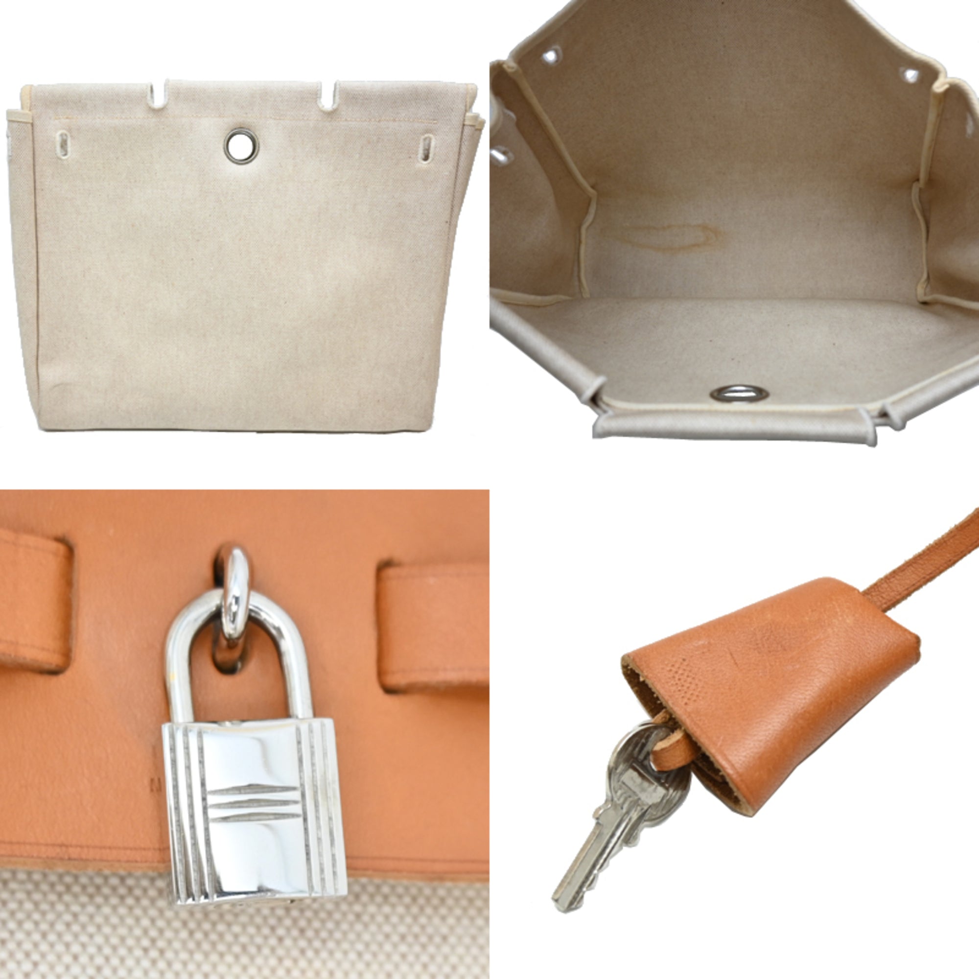 Hermes Beige Natural Toile H Handbag (Pre-Owned)