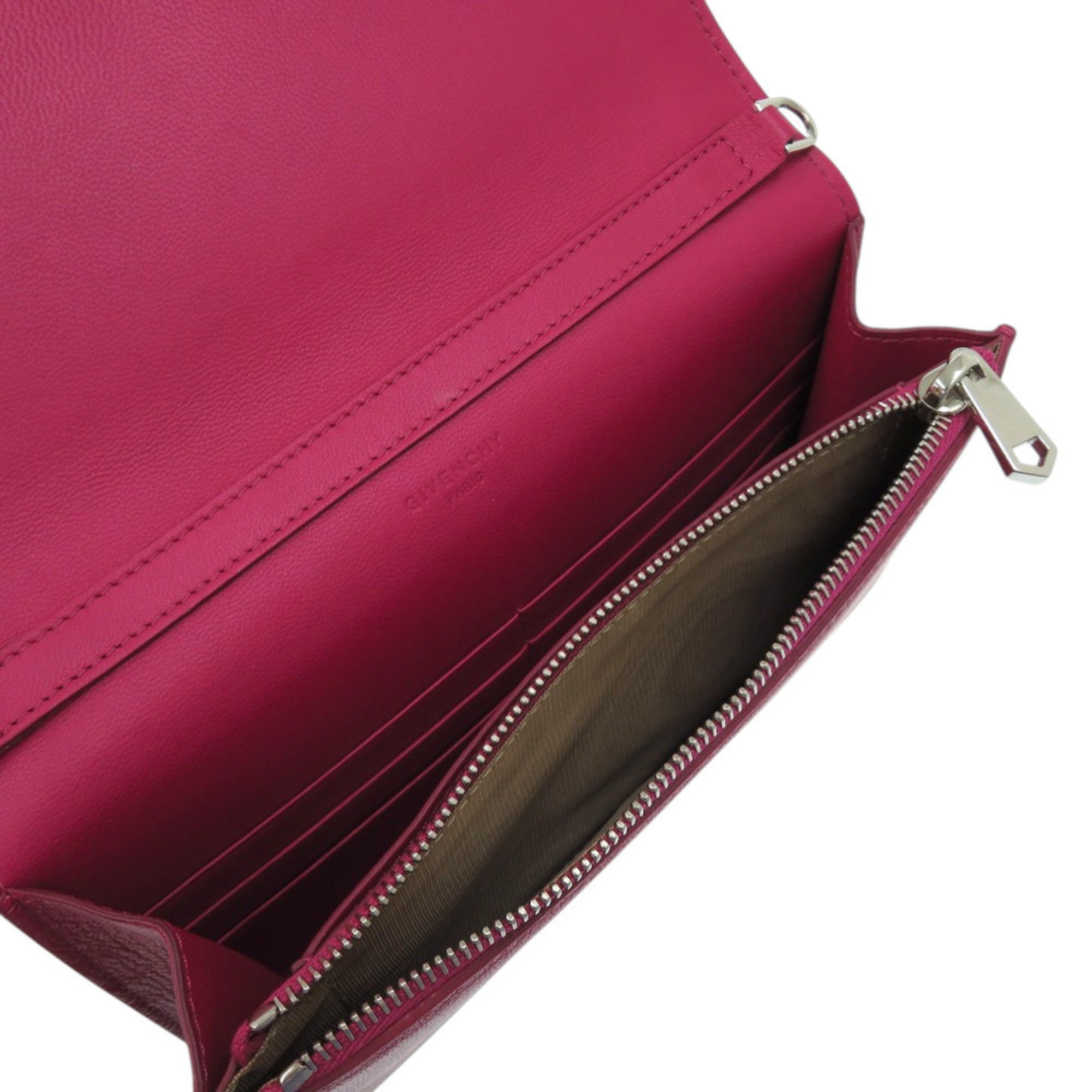Balenciaga Pink Pink Red Leather Chain/Shoulder Wallet (Pre-Owned)