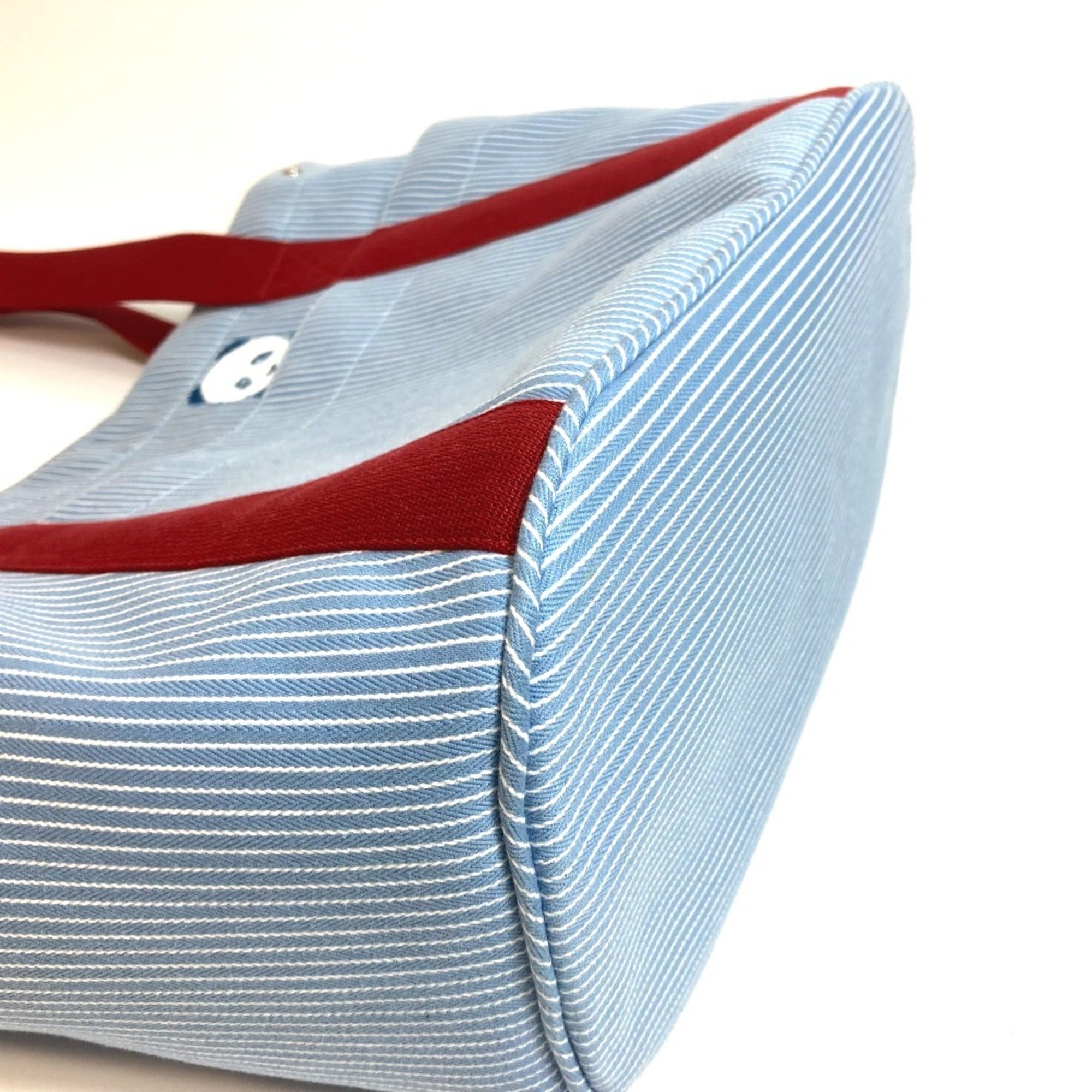 Hermes Blue Red Color Canvas Tote Bag (Pre-Owned)