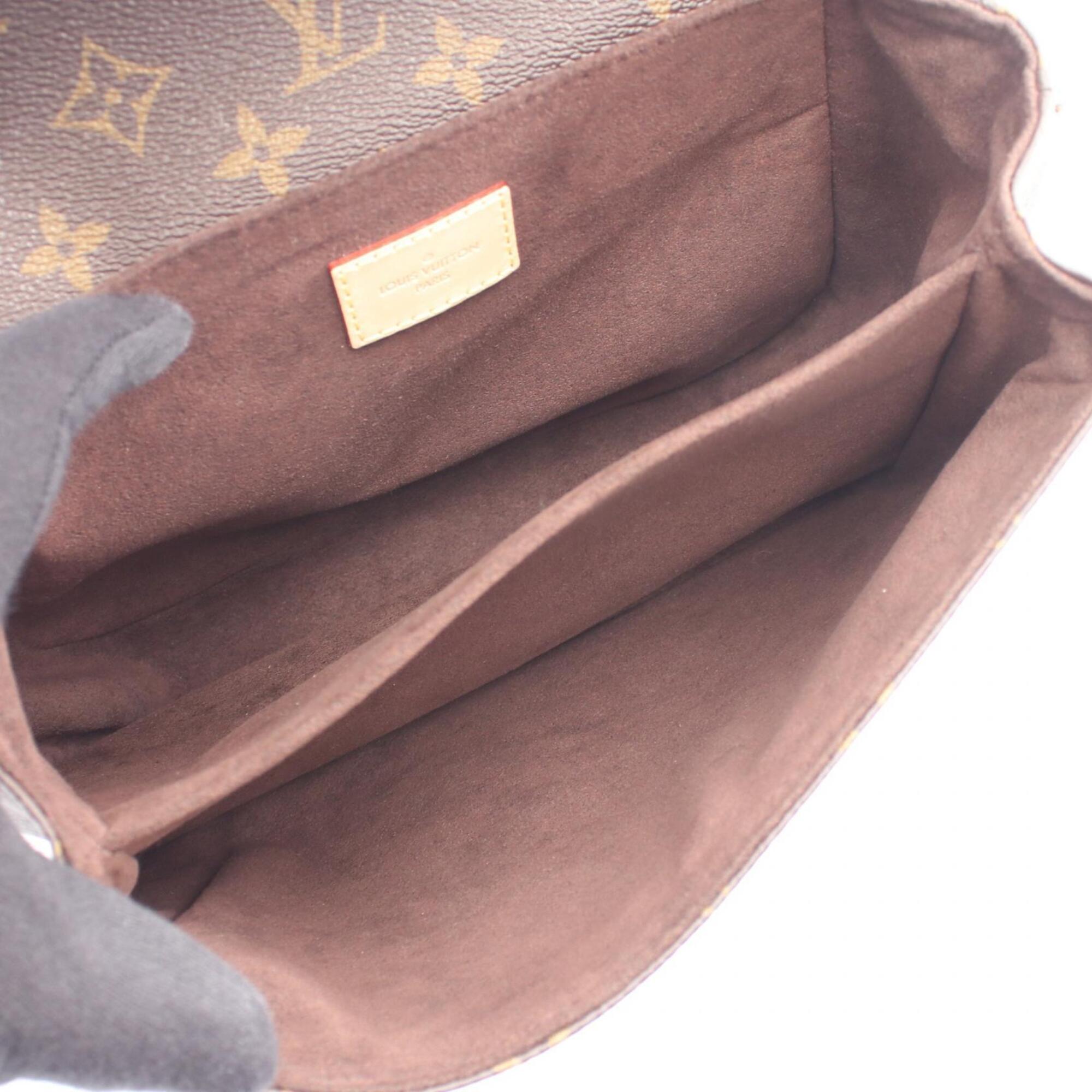 Louis Vuitton Brown Coated Canvas Leather Handbag Pochette (Pre-Owned)