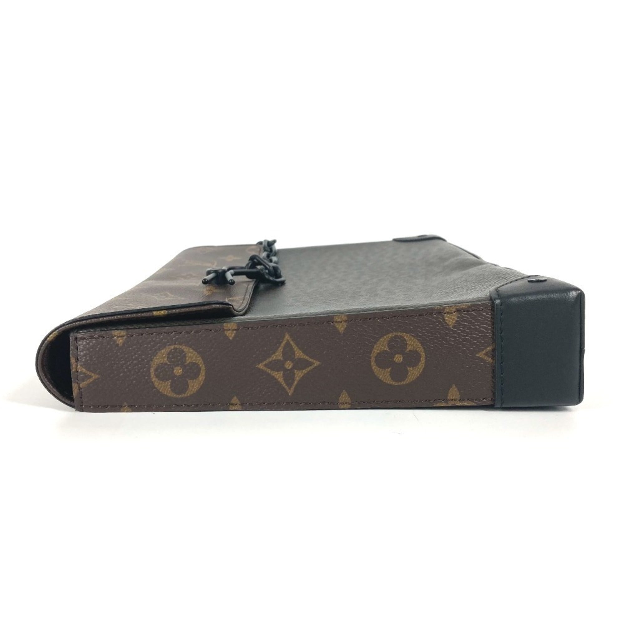 Louis Vuitton Brown Khaki Taiga Leather Leather Monogram Canvas Clutch Bag Pochette Pouch (Pre-Owned)