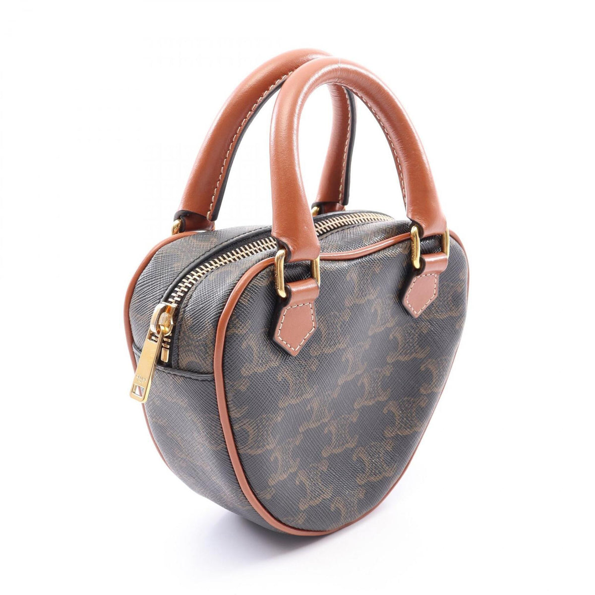 Celine Black Brown Pvc Coated Canvas Leather Handbag (Pre-Owned)