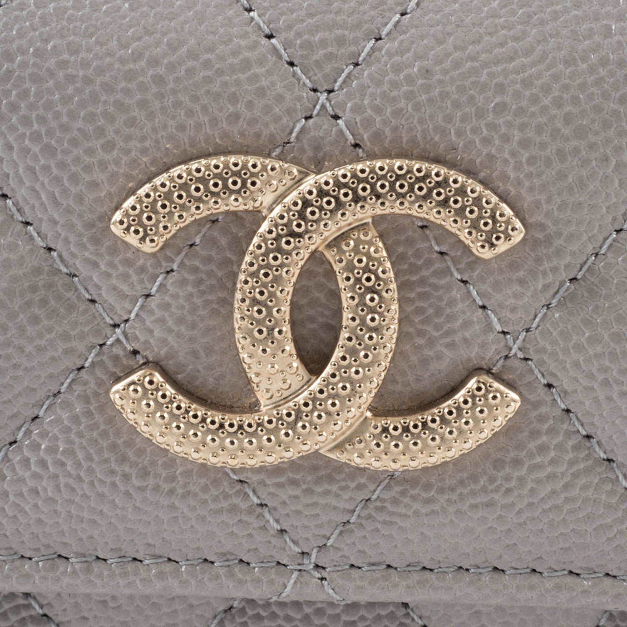 Chanel Grayish Leather Wallet (Tri-Fold) (Pre-Owned)