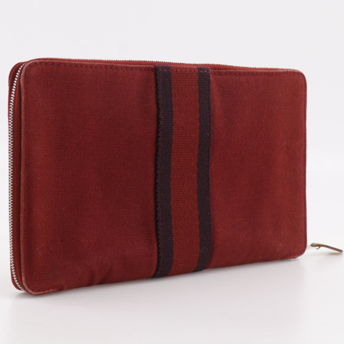 Hermes Red Color Canvas Long Wallet (Bi-Fold) (Pre-Owned)