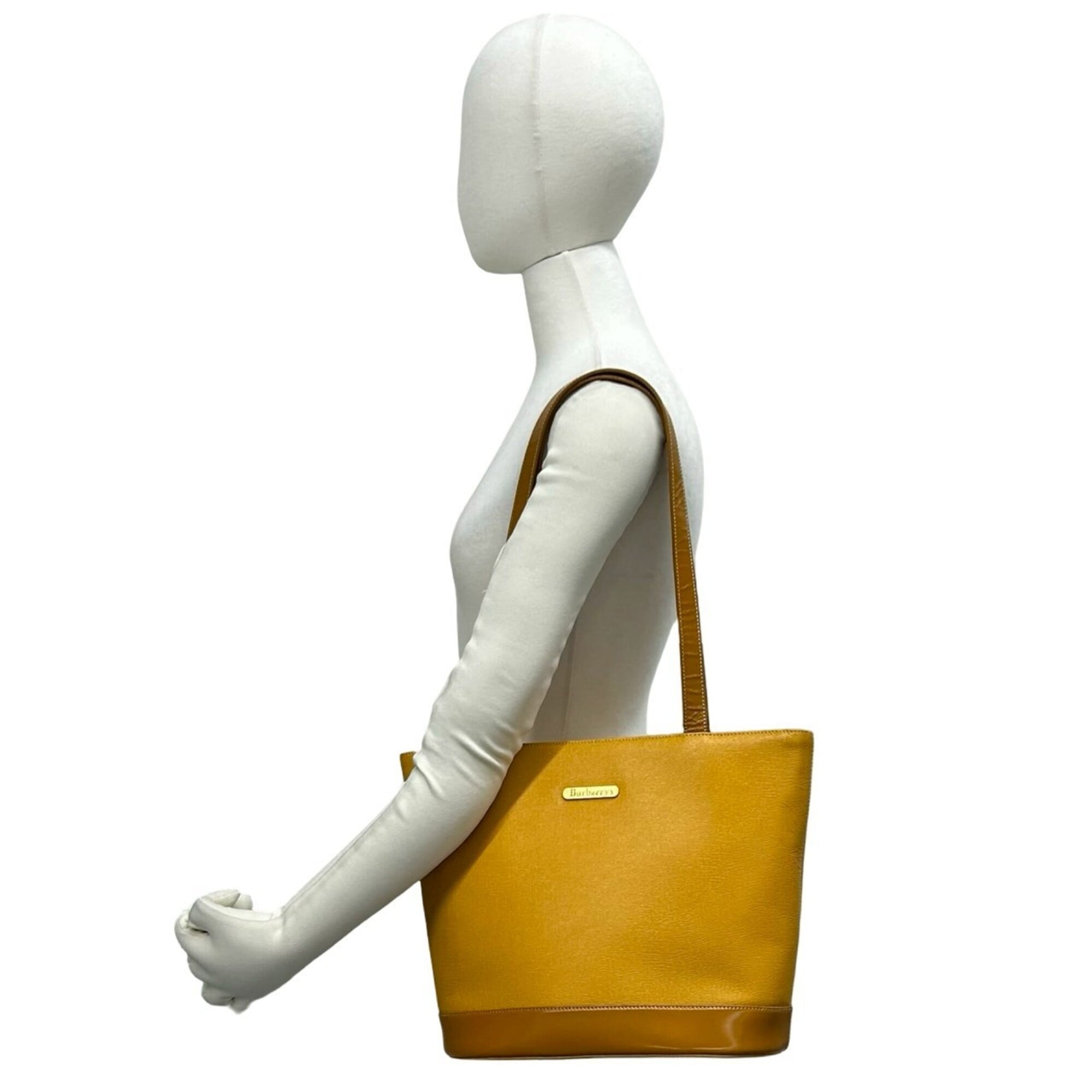 Burberry Yellow Leather Shoulder Bag Tote Bag (Pre-Owned)