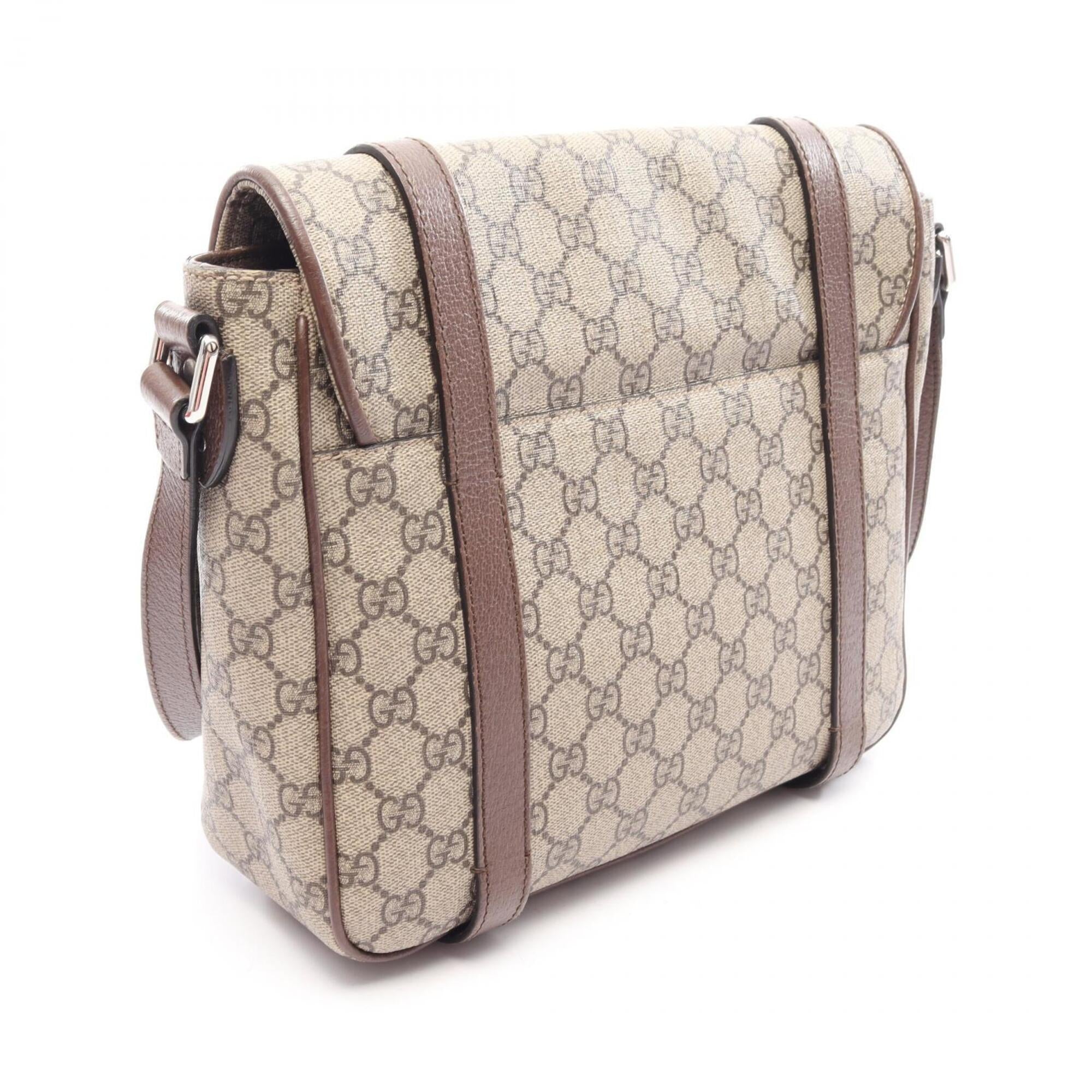Gucci Beige Brown Coated Canvas Leather Handbag Shoulder Bag (Pre-Owned)