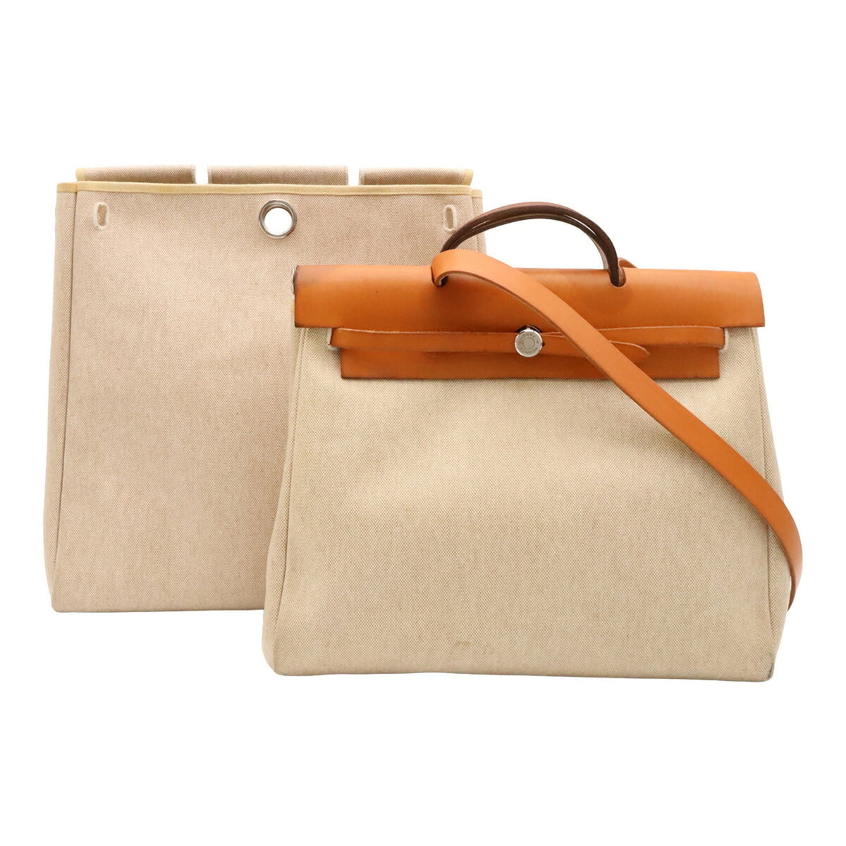 Hermes Brown Natural Toile H Handbag Shoulder Bag (Pre-Owned)