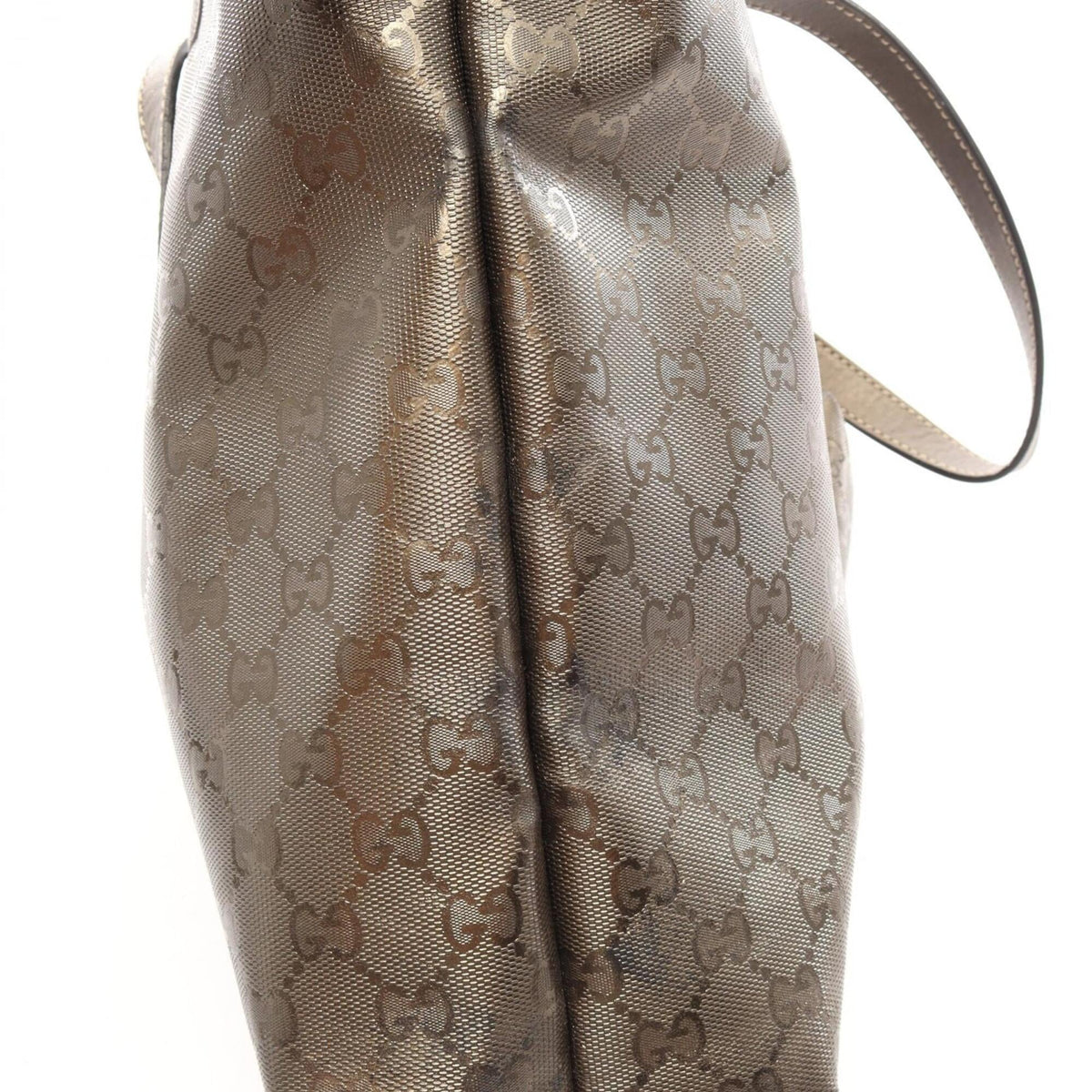 Gucci Gg Imprimé Brown Coated Canvas Leather Handbag Tote Bag (Pre-Owned)