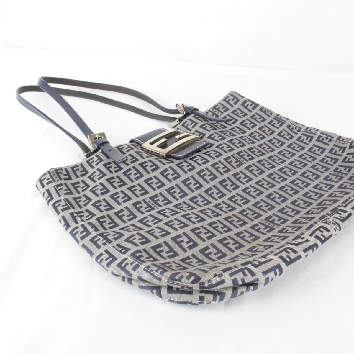 Fendi Zucchino Navy Canvas Tote Bag (Pre-Owned)