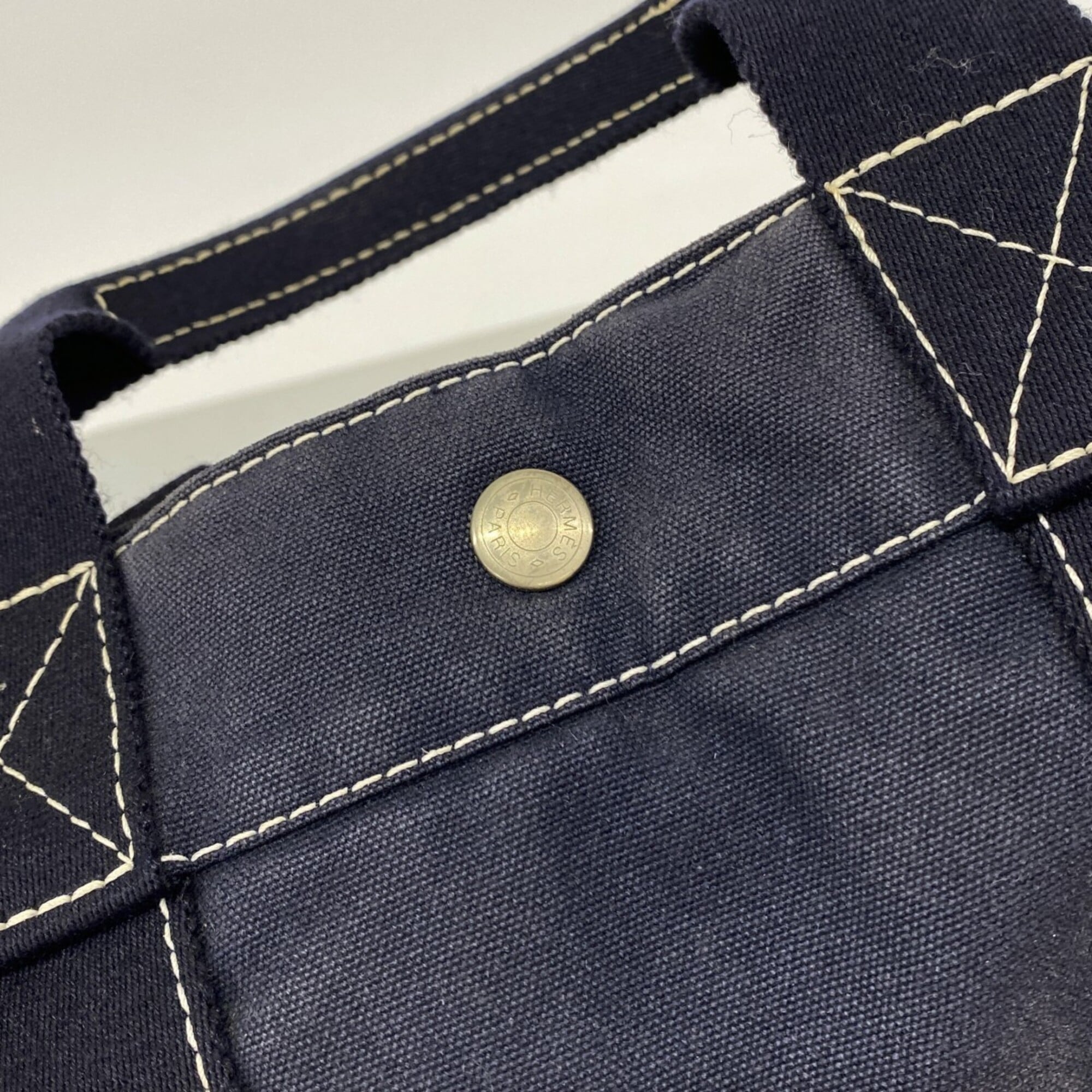 Hermes Navy Canvas Tote Bag (Pre-Owned)