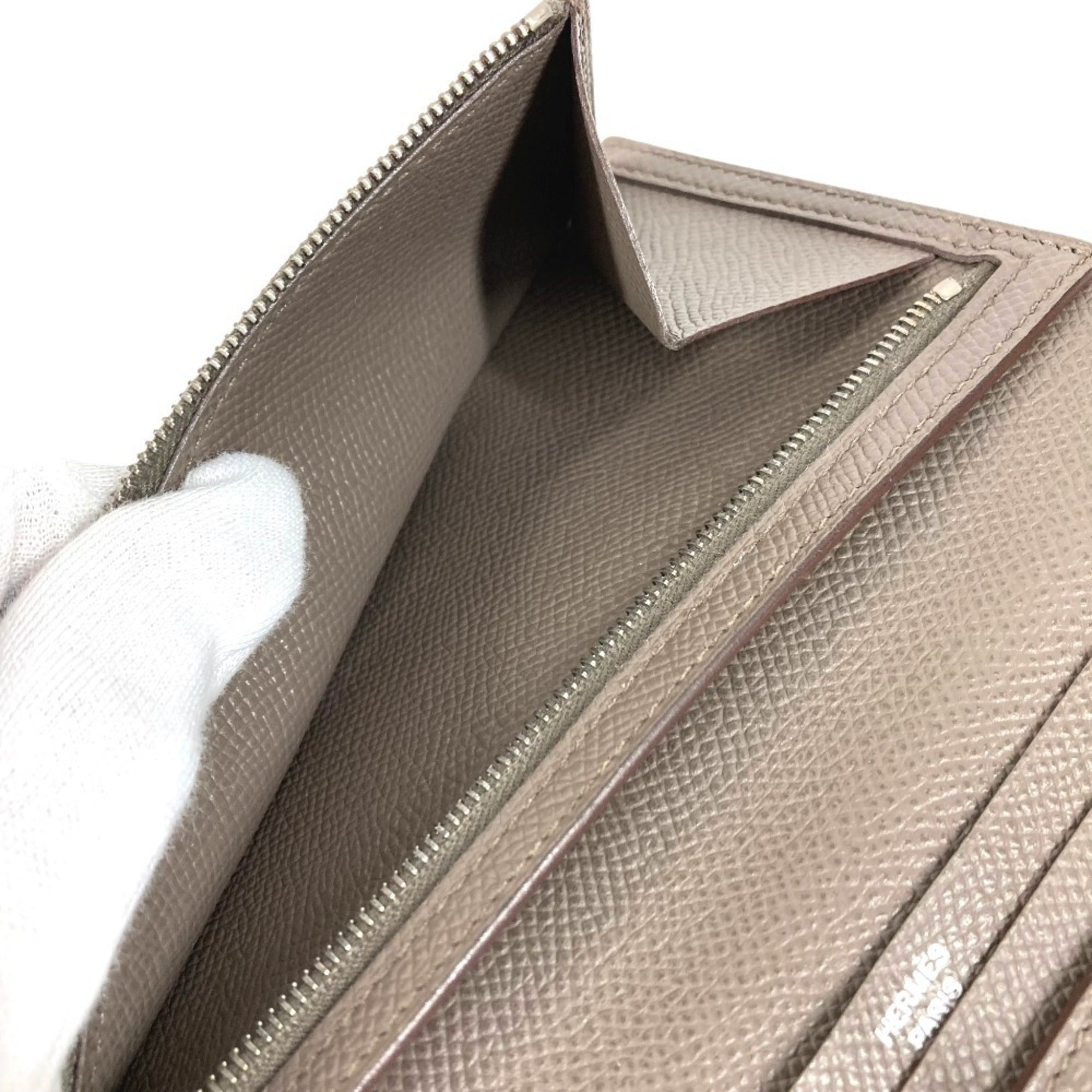 Hermes Gray Epsom Leather Long Wallet (Bi-Fold) (Pre-Owned)