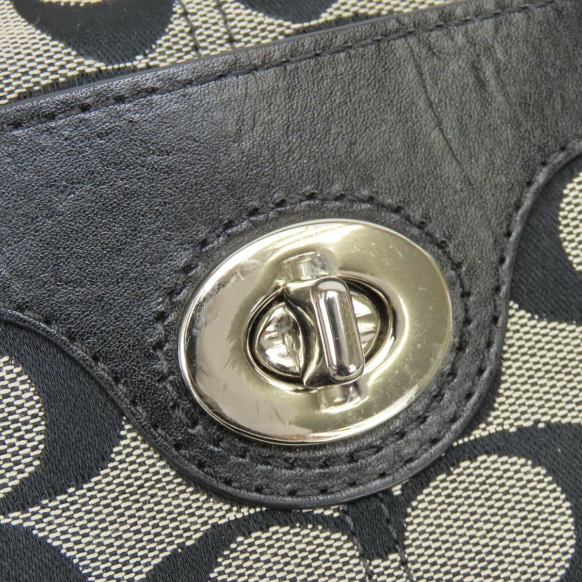 Coach Black Gray Signature Line Shoulder Bag (Pre-Owned)