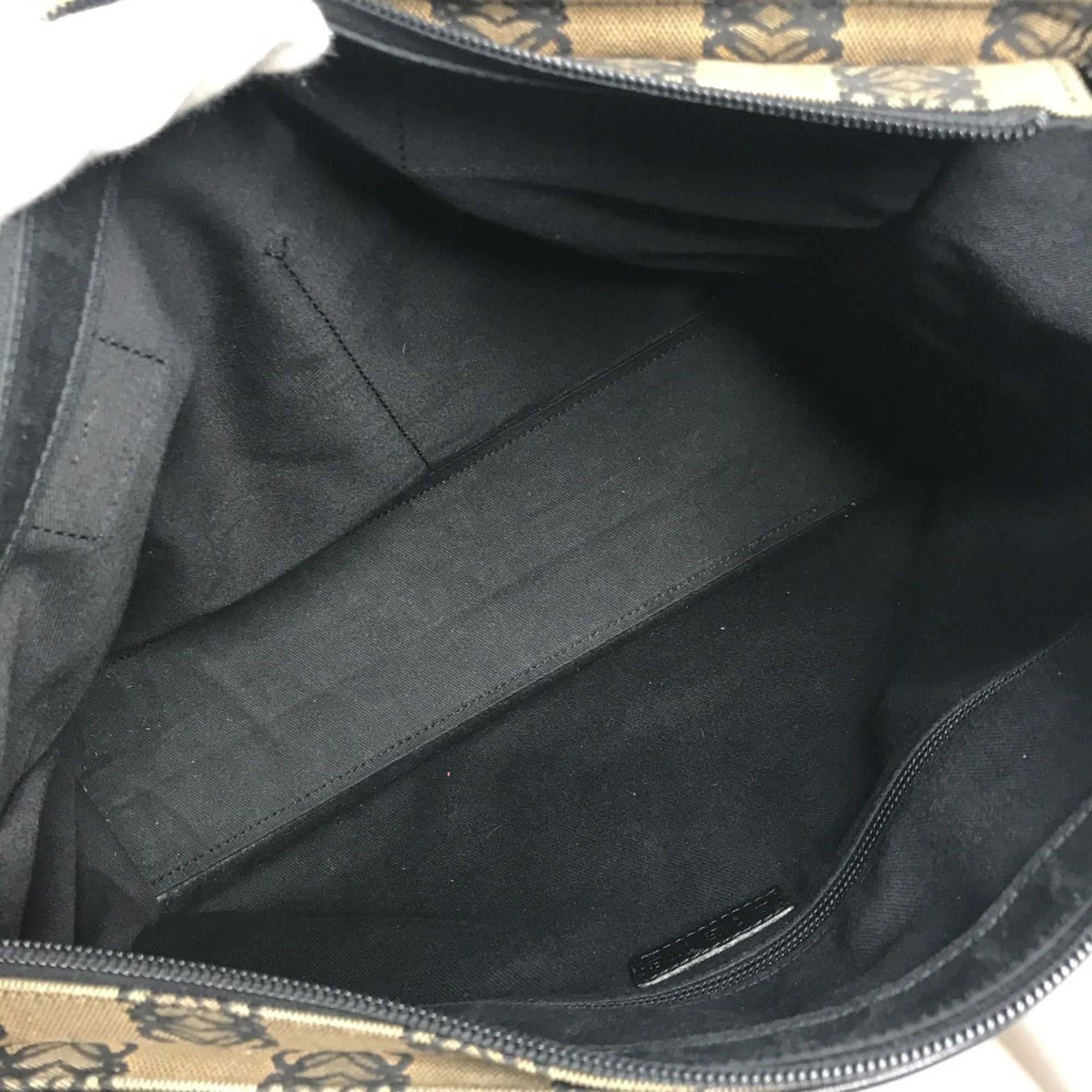 Loewe Beige Black Leather Canvas Handbag Tote Bag (Pre-Owned)