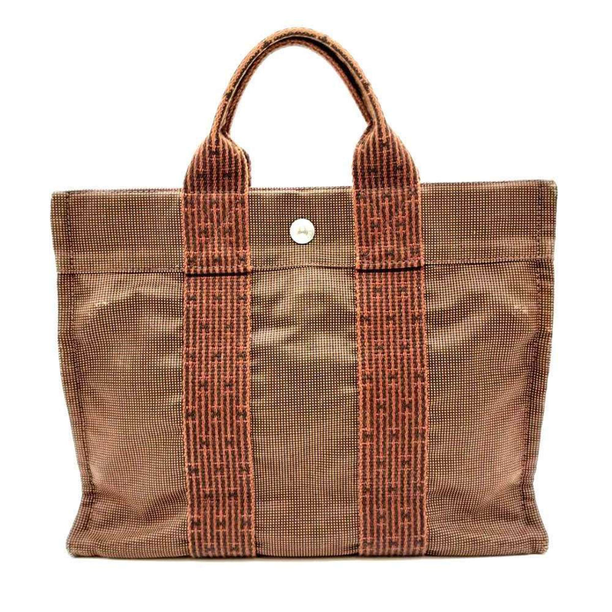 Hermes Her Line Brown Canvas Handbag Tote Bag (Pre-Owned)