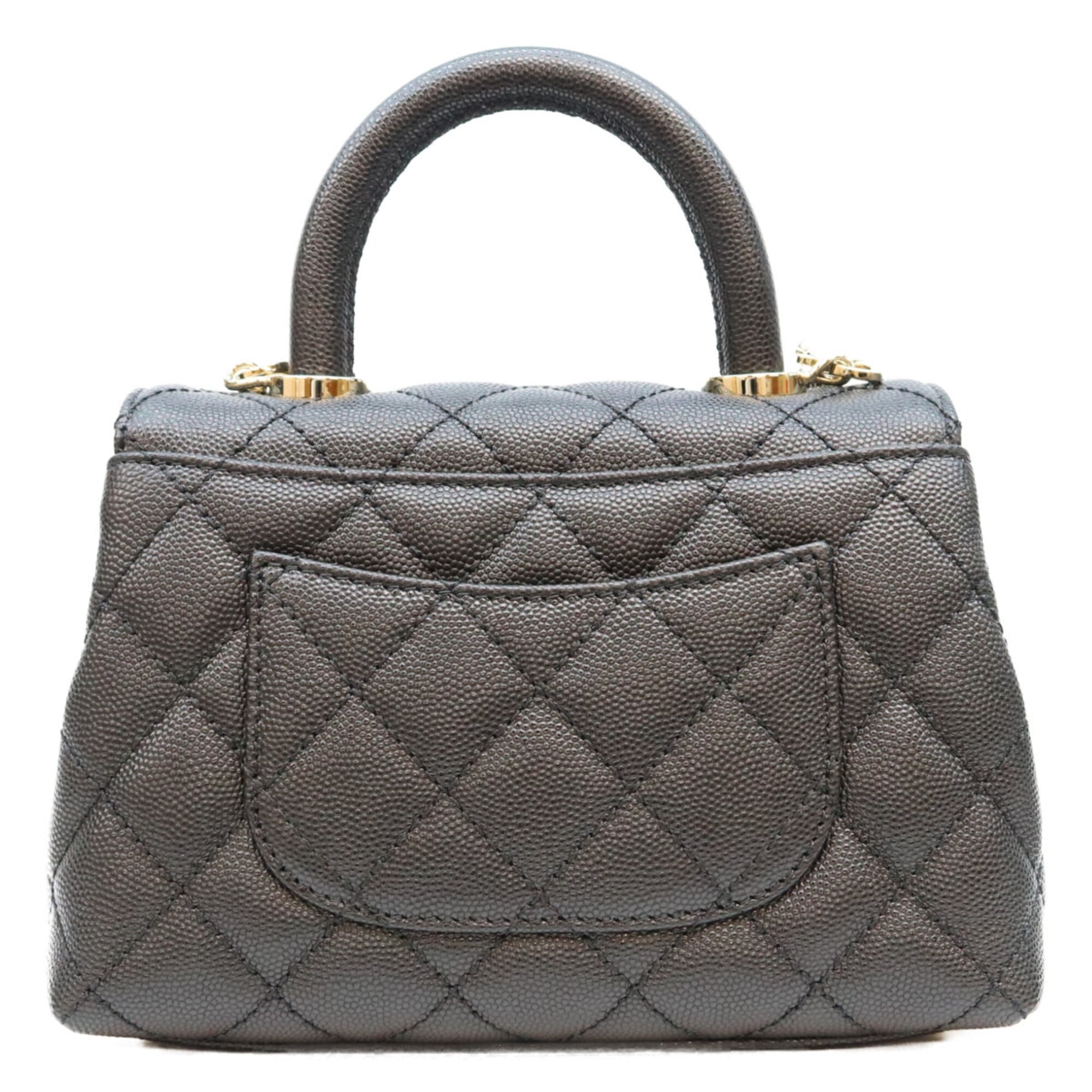 Chanel Black Grained Calfskin Handbag Shoulder Bag (Pre-Owned)