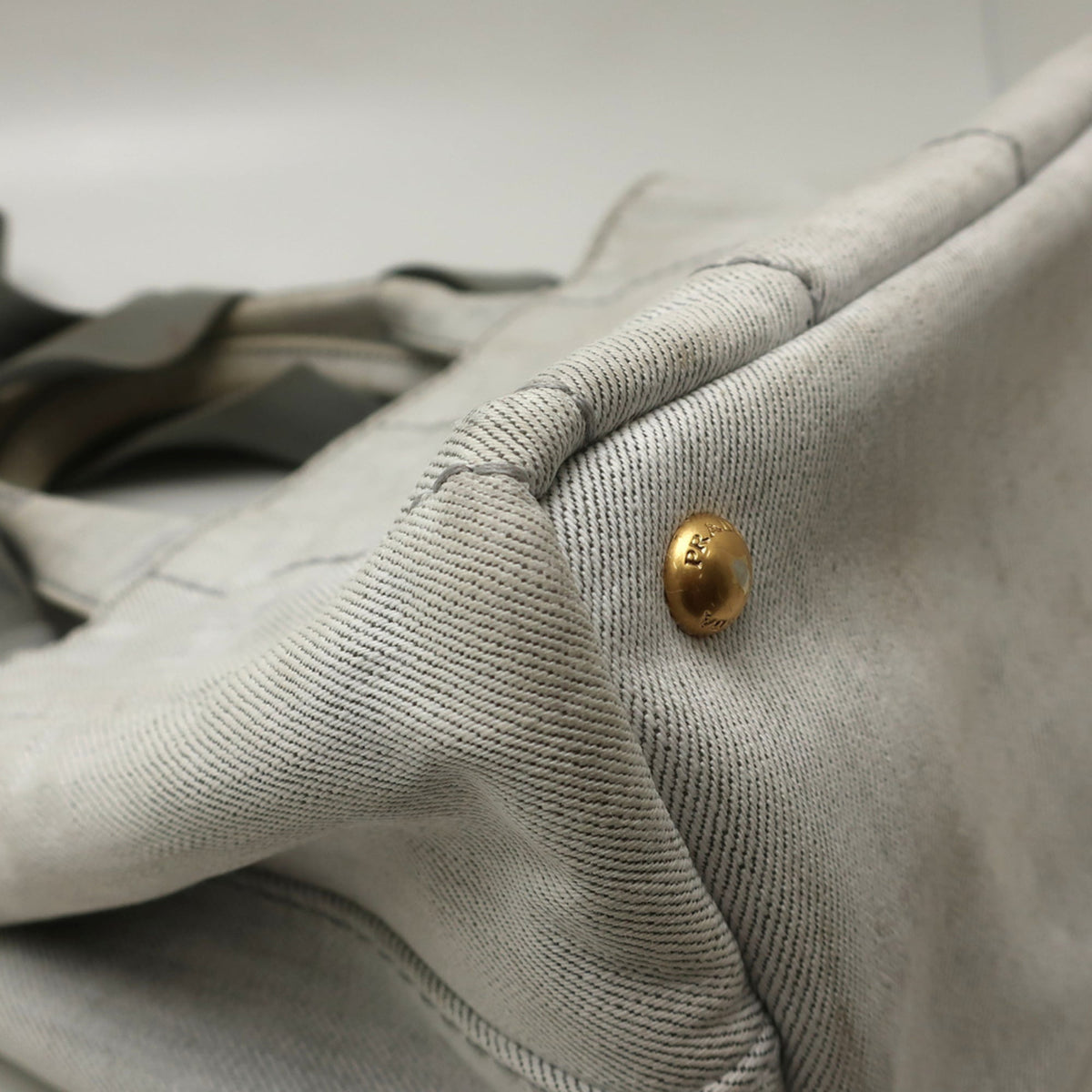 Prada Canapa Gold Cotton Canvas Handbag (Pre-Owned)