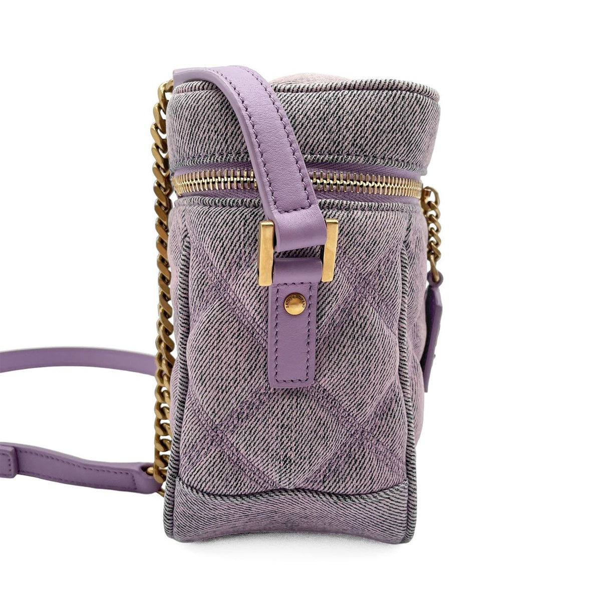 Yves Saint Laurent Purple Denim Shoulder Bag Vanity Bag (Pre-Owned)