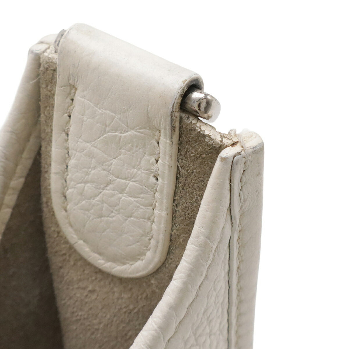 Hermes Evelyne White Taurillon Clemence Leather Shoulder Bag (Pre-Owned)
