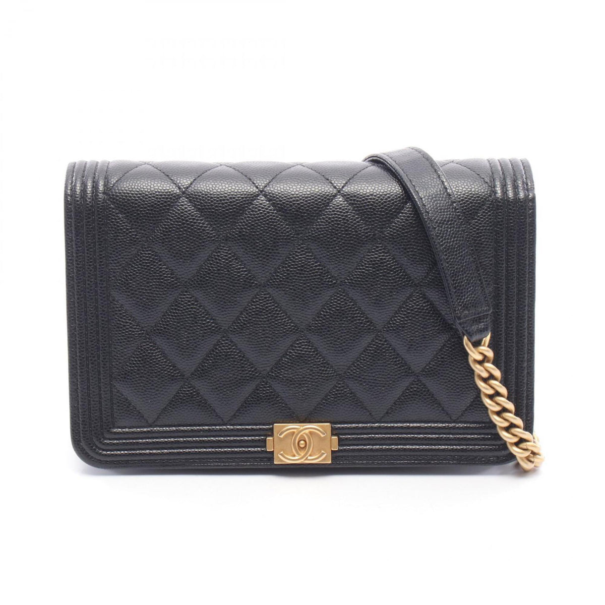 Chanel Black Grained Calfskin Handbag Shoulder Bag (Pre-Owned)